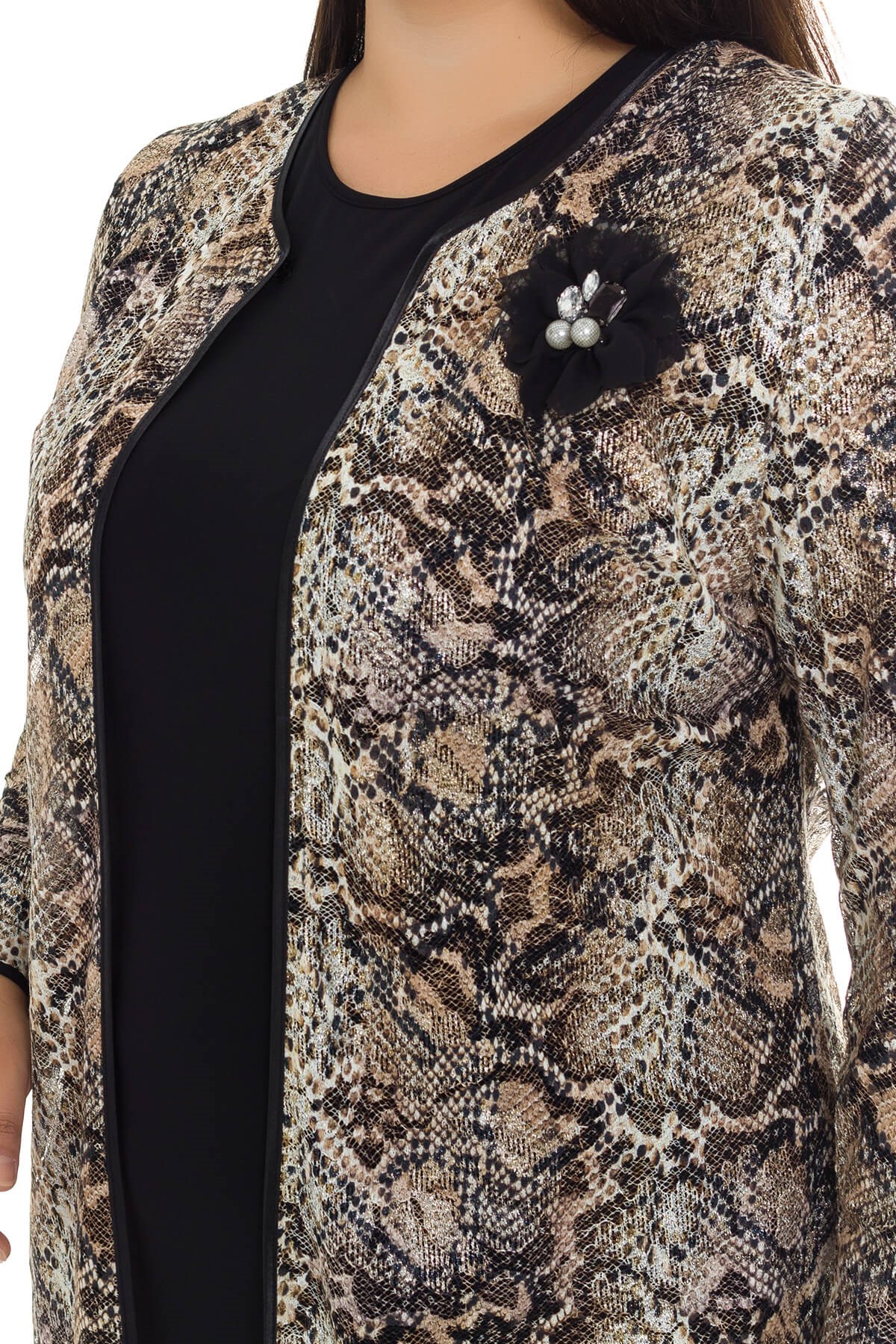 3192 YILAN DESEN CEKET-UZUN ELBİSE TAKIM