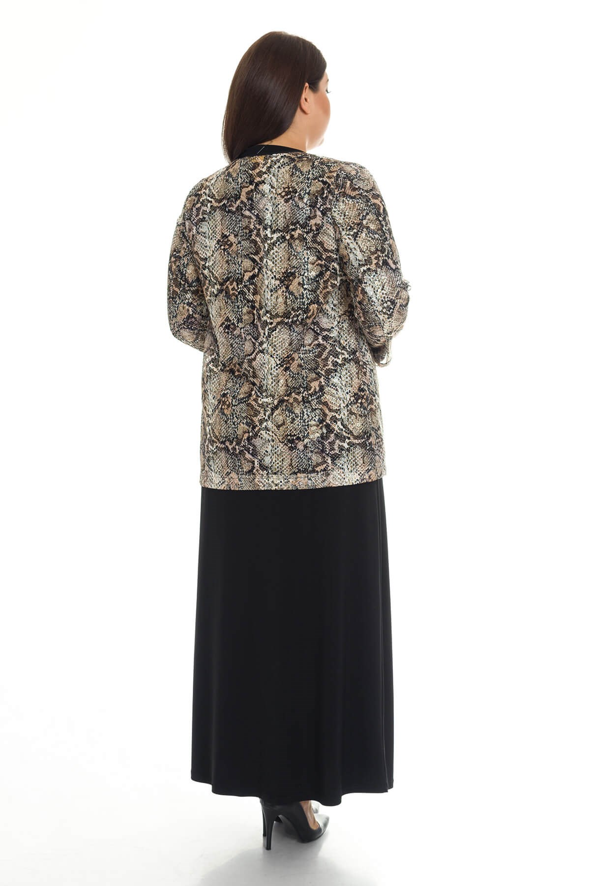 3192 YILAN DESEN CEKET-UZUN ELBİSE TAKIM