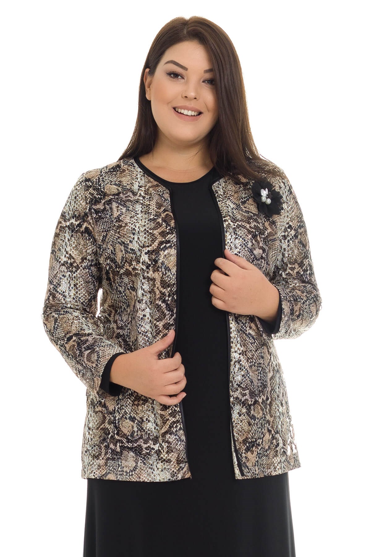 3192 YILAN DESEN CEKET-UZUN ELBİSE TAKIM