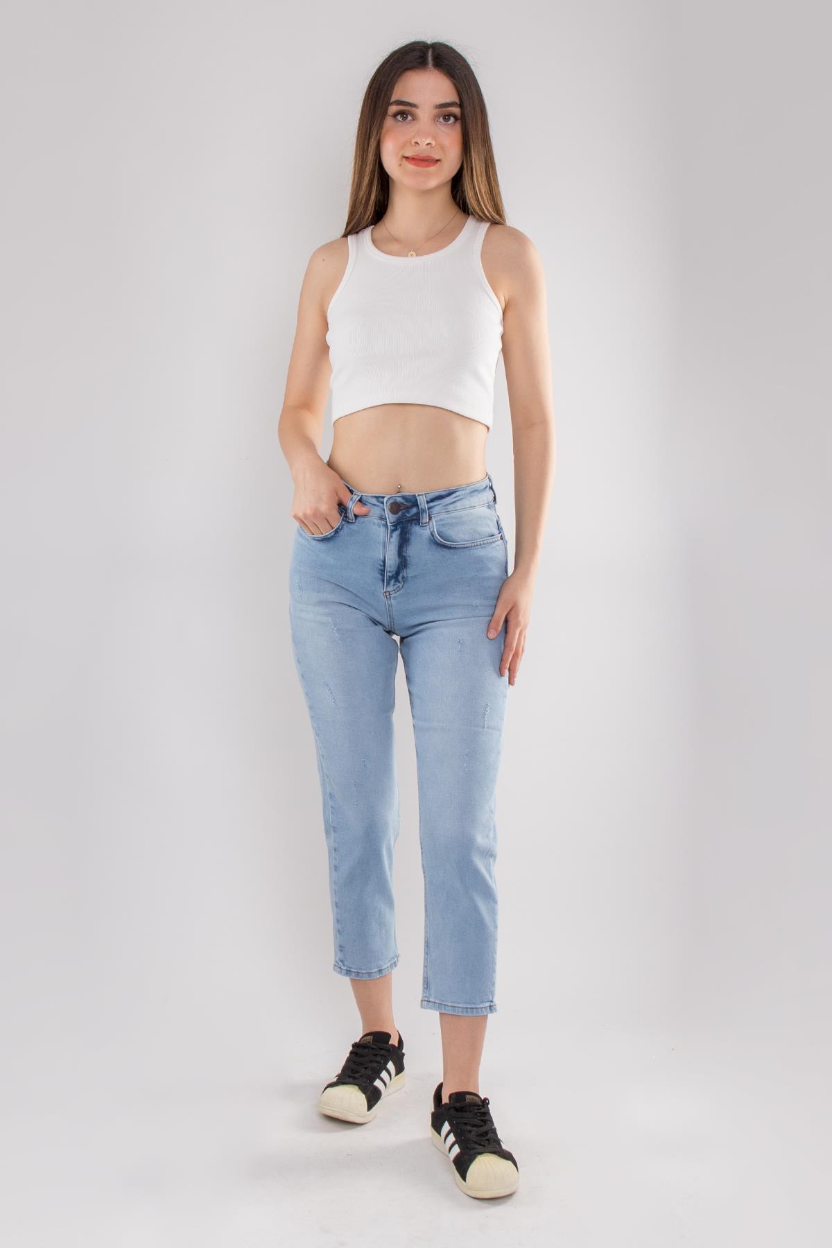 320 Boru Paça Mom Pamuklu Kadın Pantolon