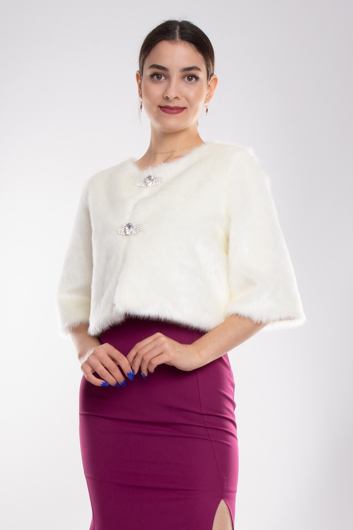 321 Çift Broşlu Kısa Kol Etol Kürk