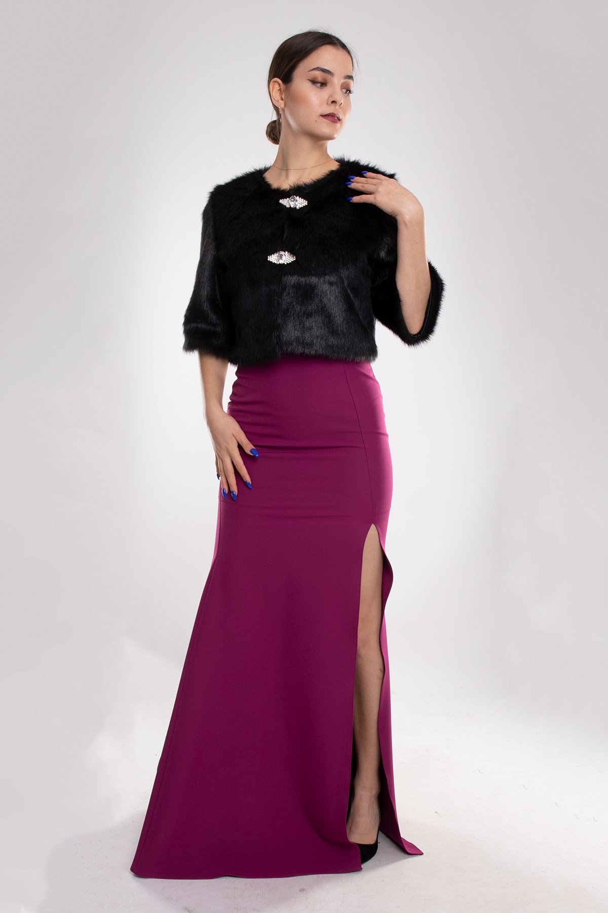 321 Çift Broşlu Kısa Kol Etol Kürk