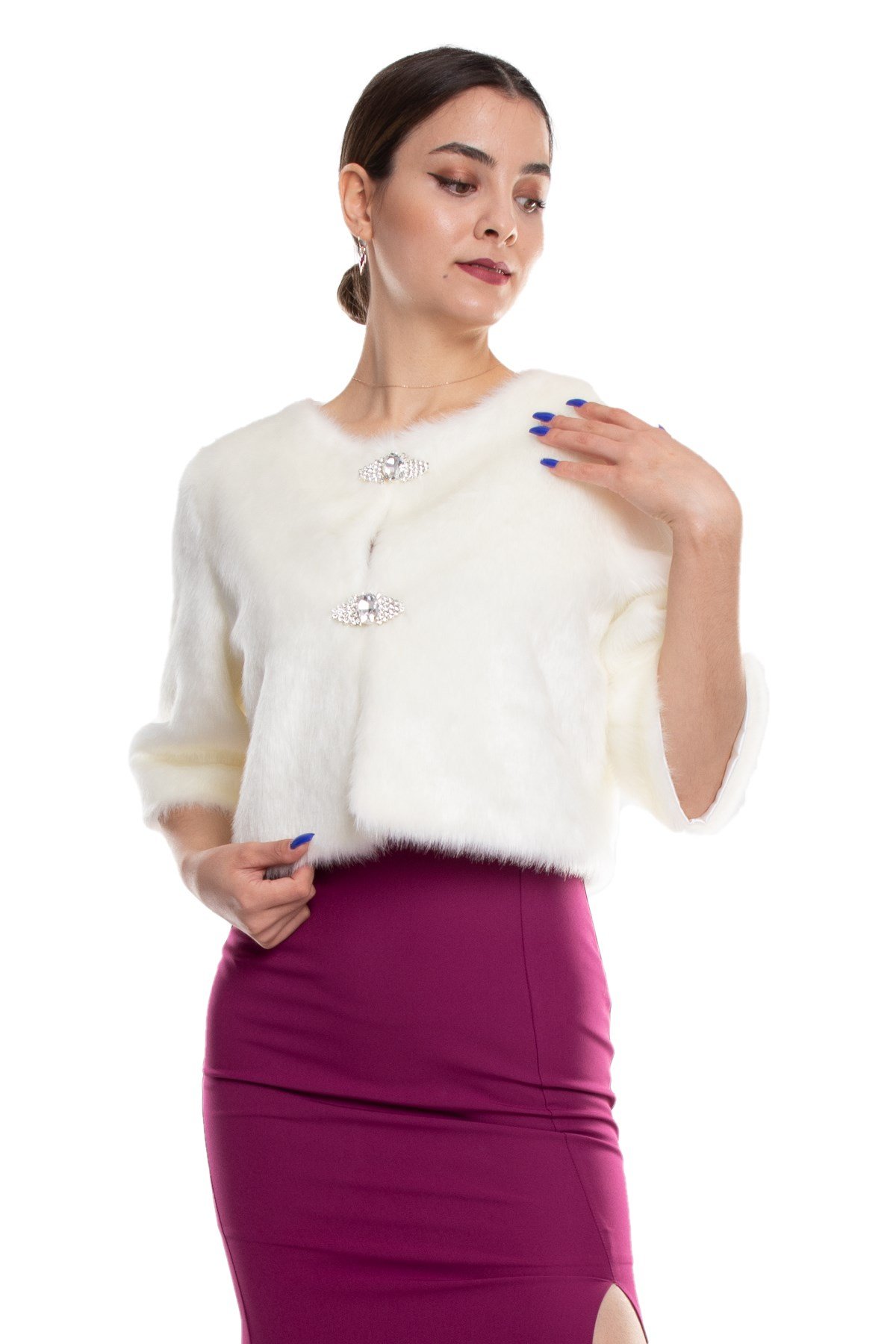 321 Çift Broşlu Kısa Kol Etol Kürk