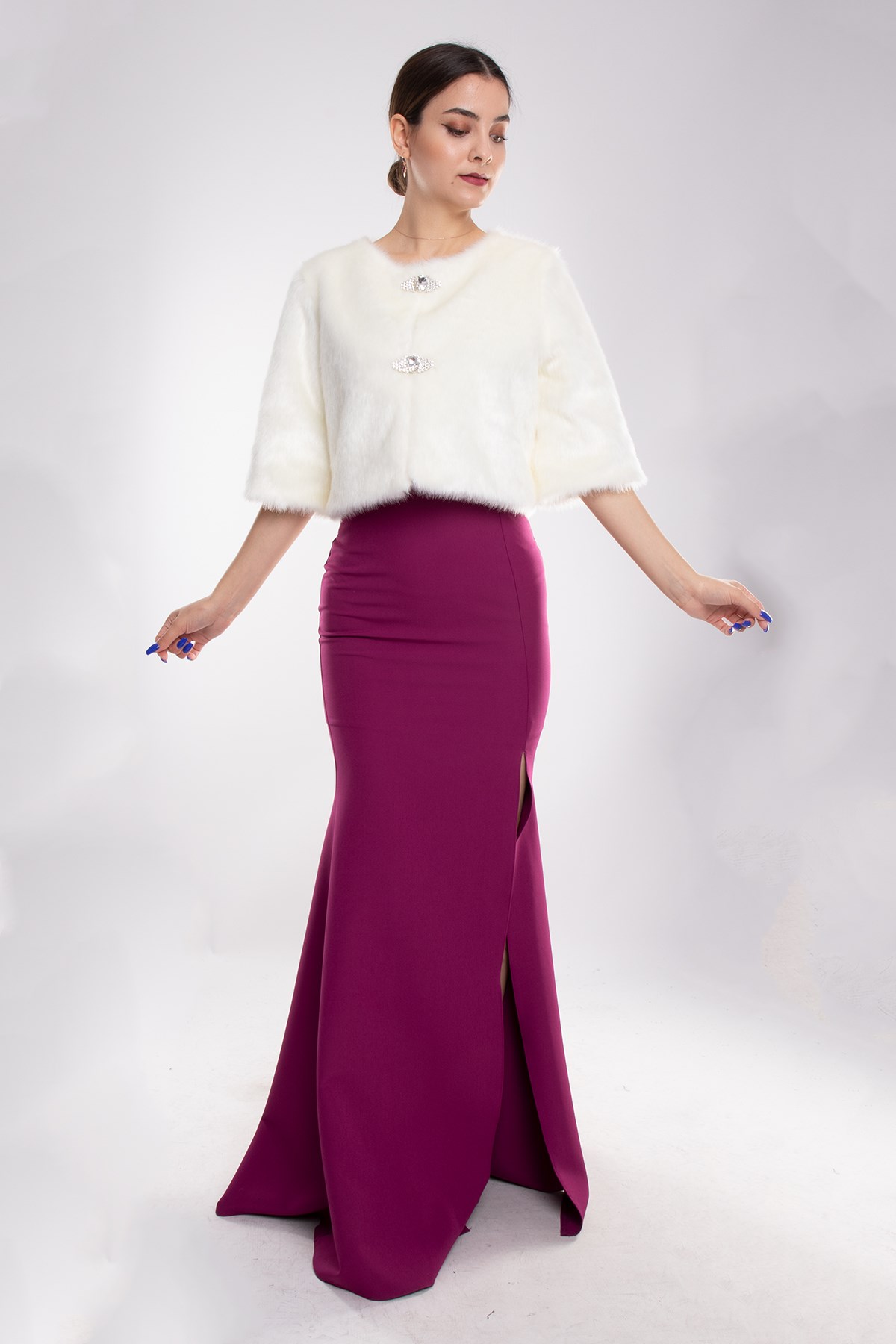 321 Çift Broşlu Kısa Kol Etol Kürk