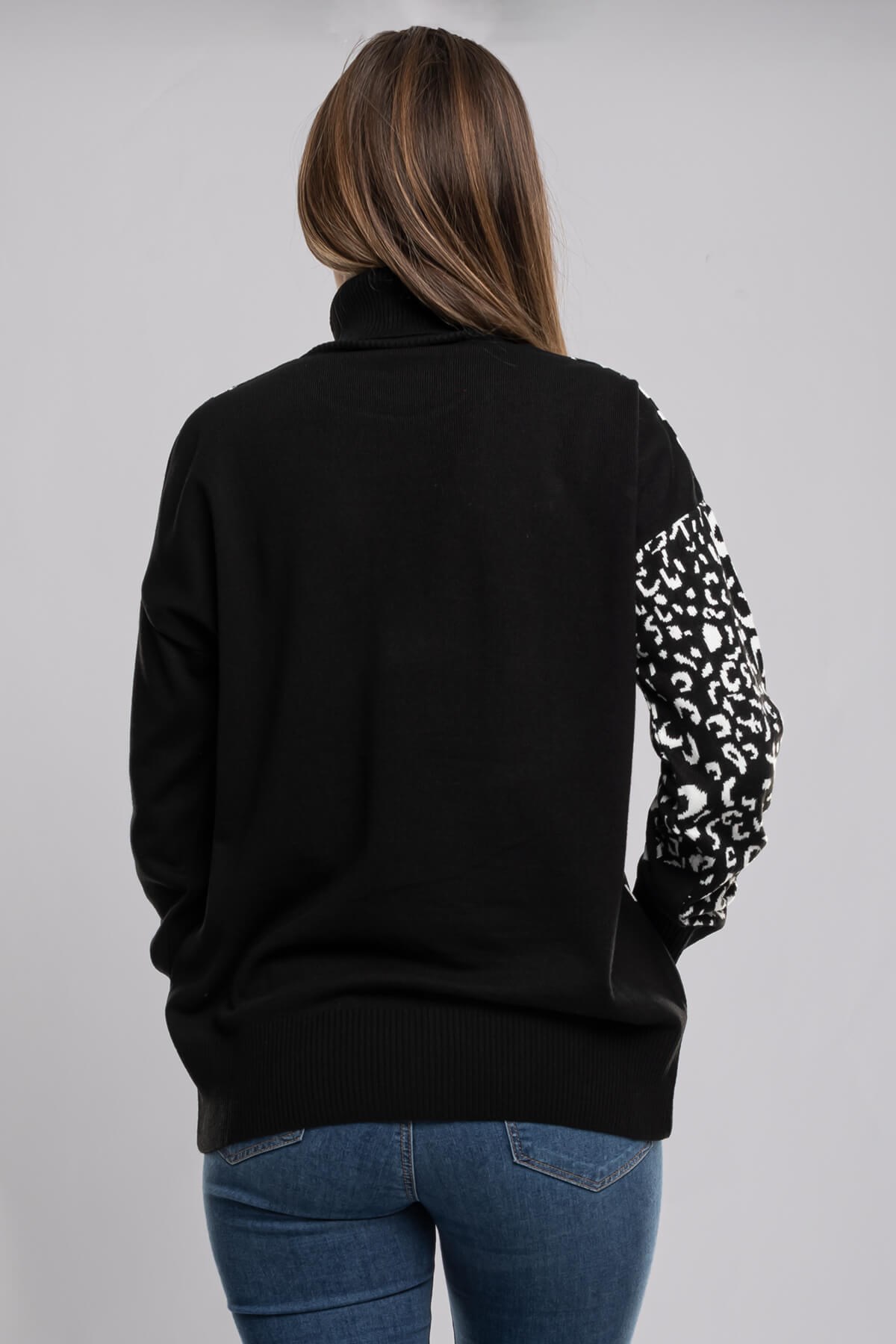 32267 Tam Balıkçı Desenli Kadın Kazak