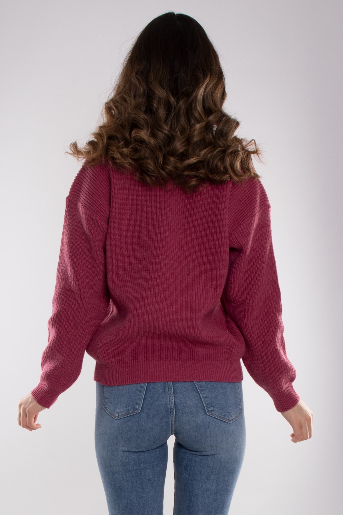 32322 Yarım Balıkçı Yaka Fermuarlı Kadın Triko Kazak