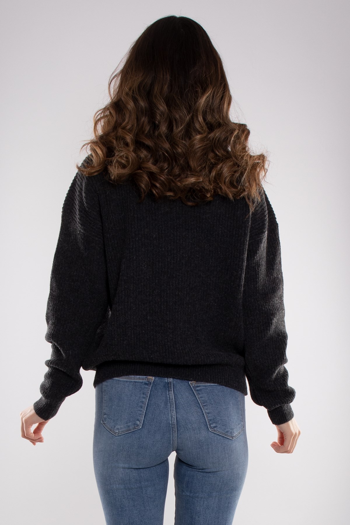 32322 Yarım Balıkçı Yaka Fermuarlı Kadın Triko Kazak