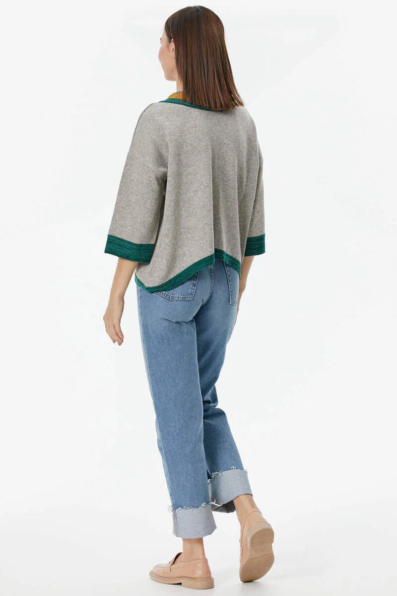 32406 Sıfır Yaka Cep Detaylı Triko Kazak