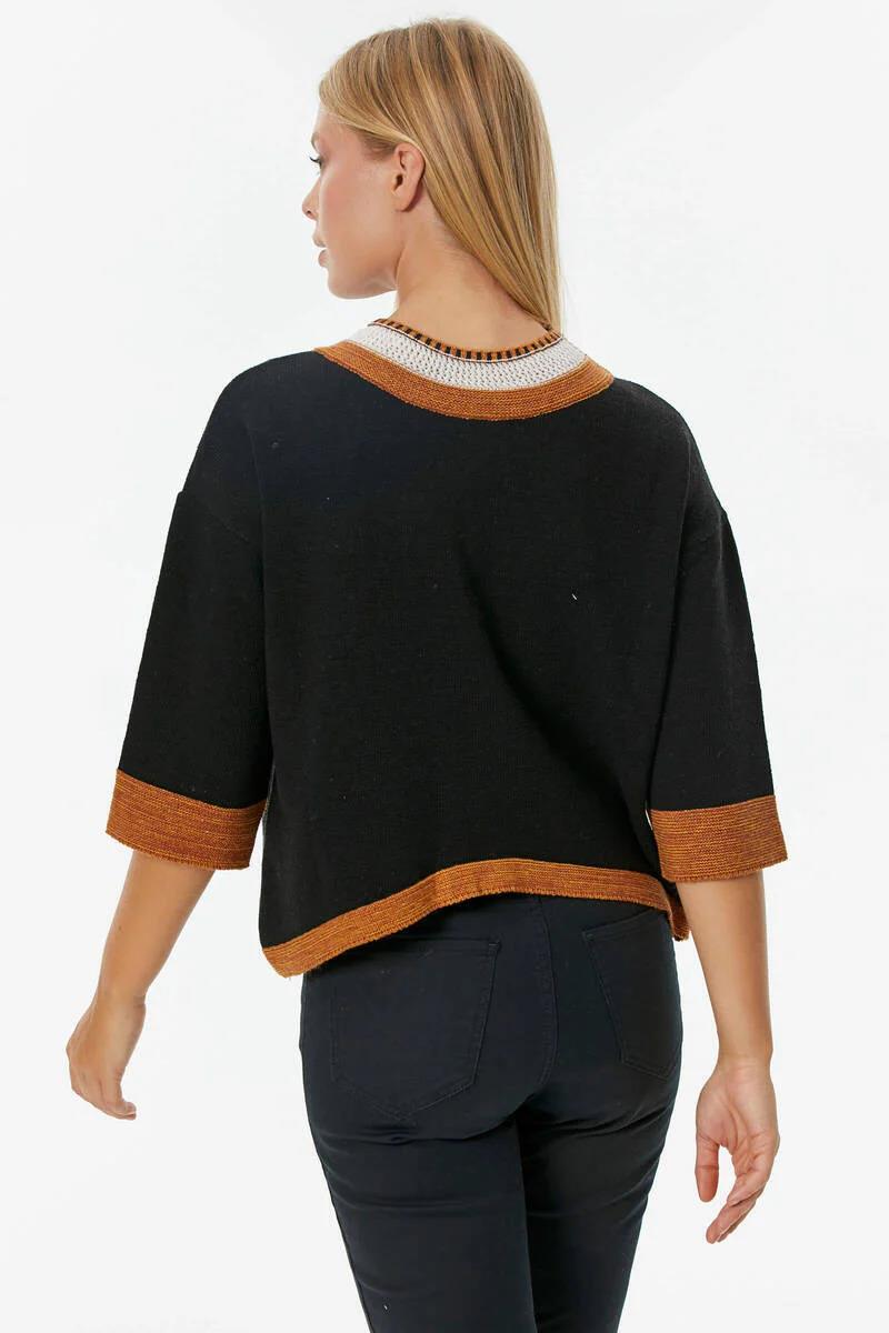 32406 Sıfır Yaka Cep Detaylı Triko Kazak