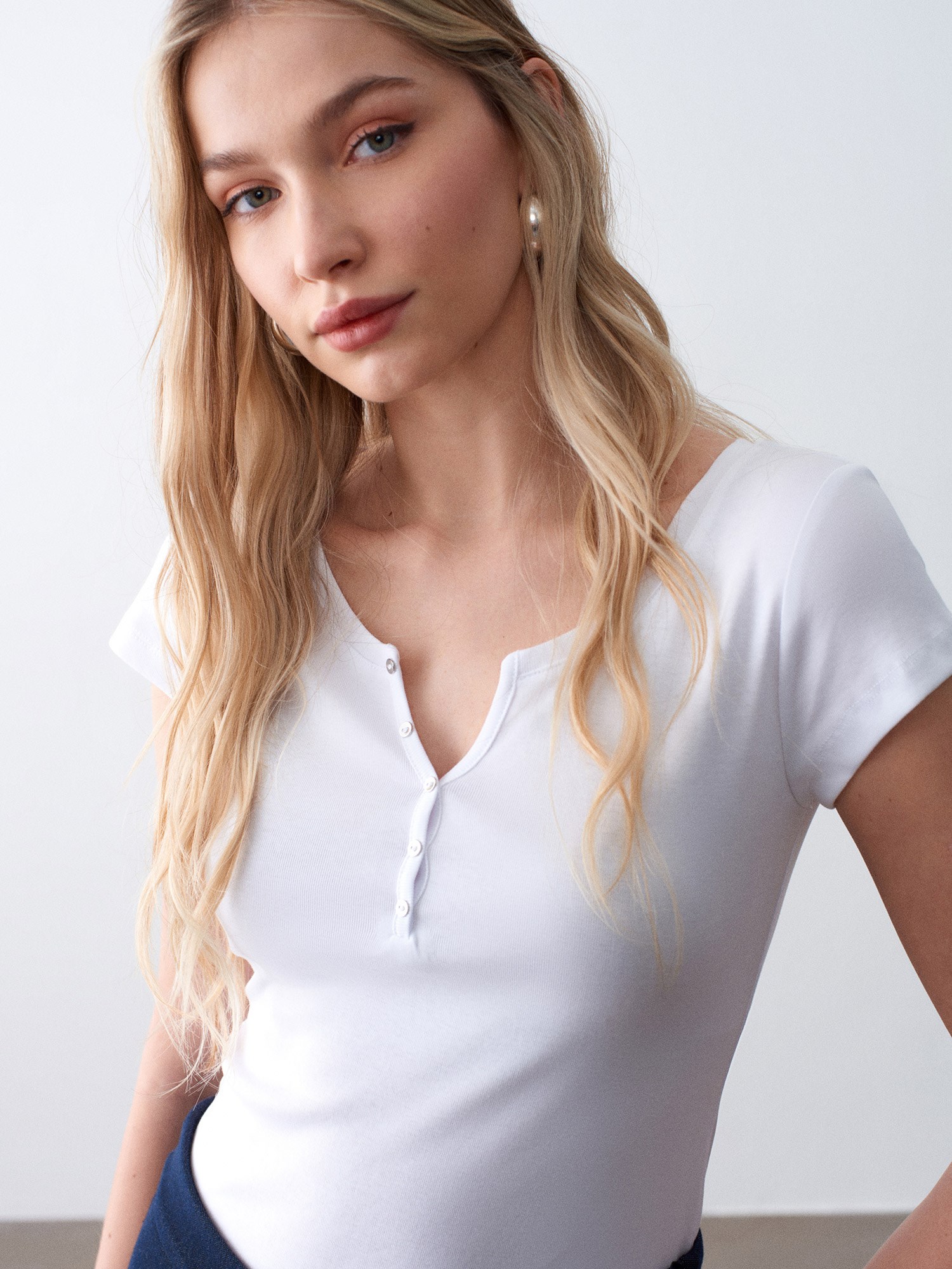 32688 Düğme Detaylı Vyaka Tshirt