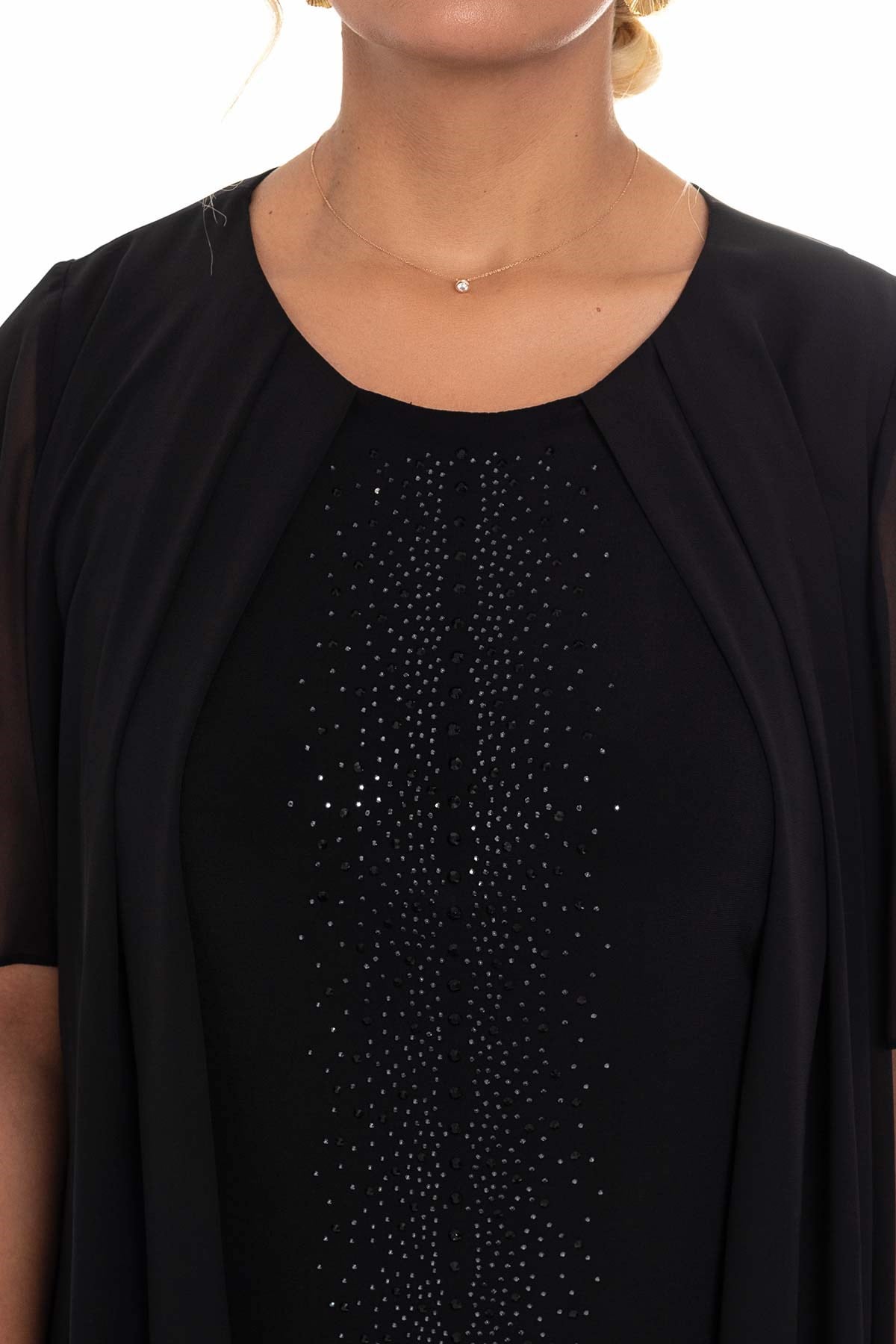 3295 BB Serpme Taş Baskılı Kısa Şifon Elbise