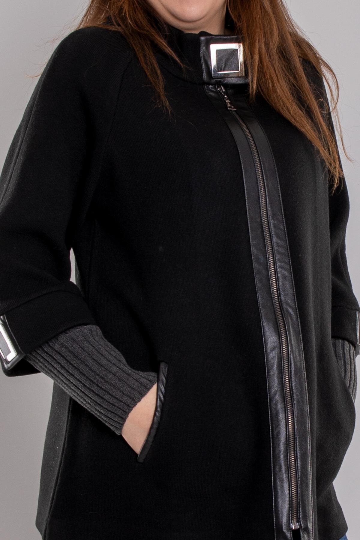 34151 Yaka Toka Detay Fermıuarlı Triko Ceket