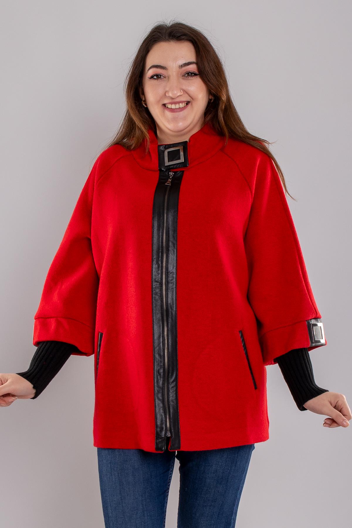 34151 Yaka Toka Detay Fermıuarlı Triko Ceket