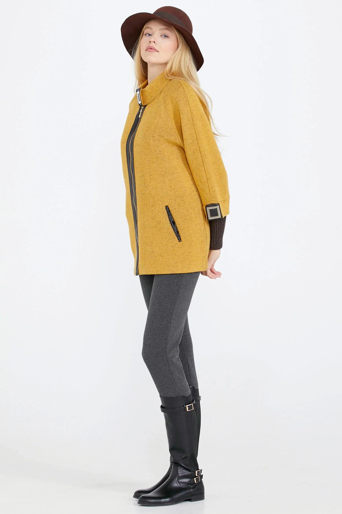 34151 Yaka Toka Detay Fermıuarlı Triko Ceket