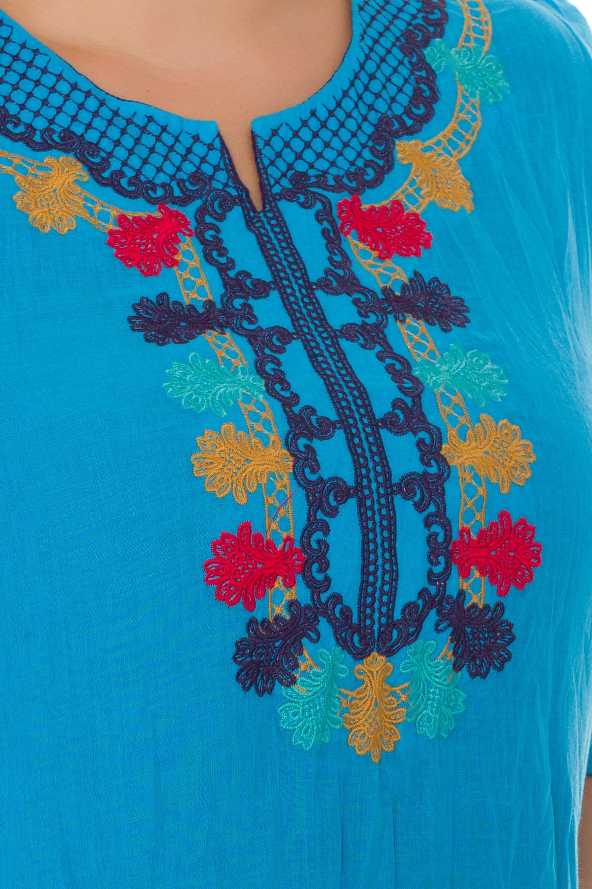 3676 YAKA RENKLİ NAKIŞ İŞLİ OTANTİK ELBİSE