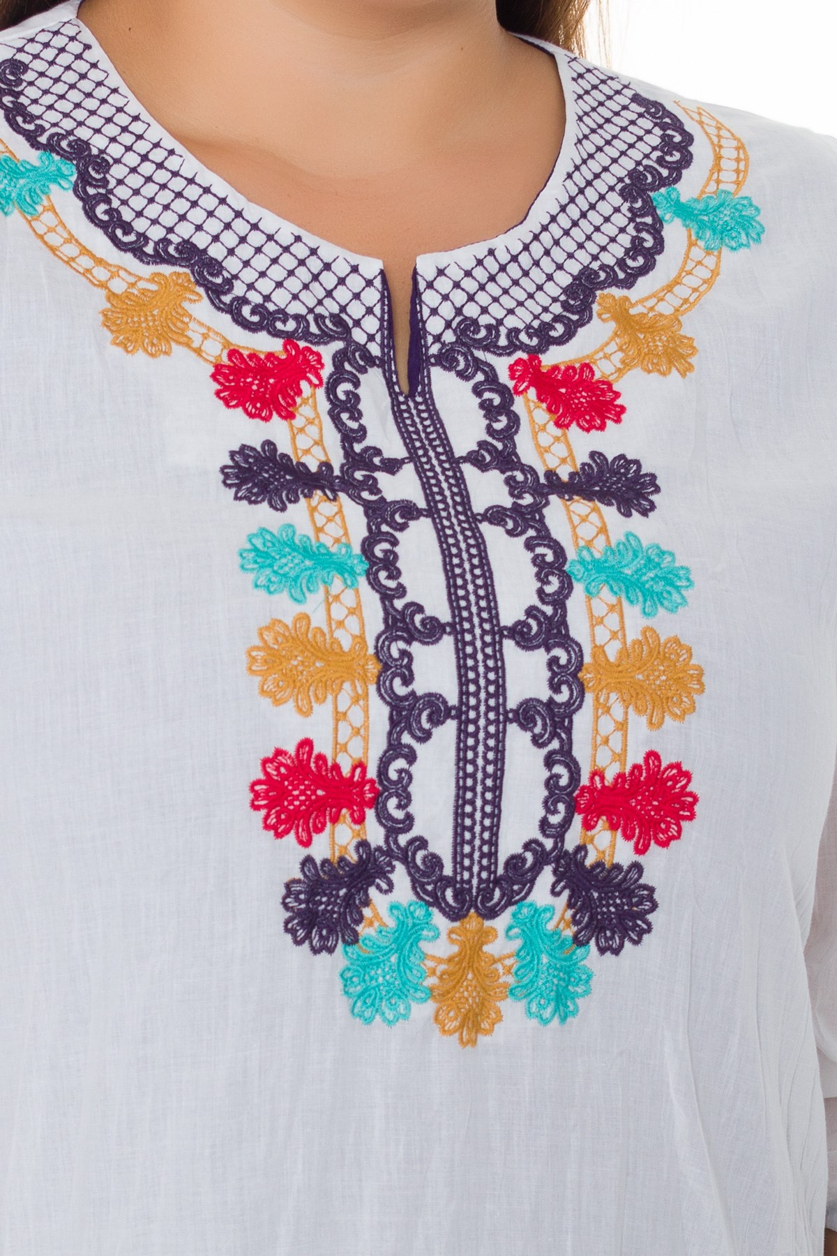 3676 YAKA RENKLİ NAKIŞ İŞLİ OTANTİK ELBİSE