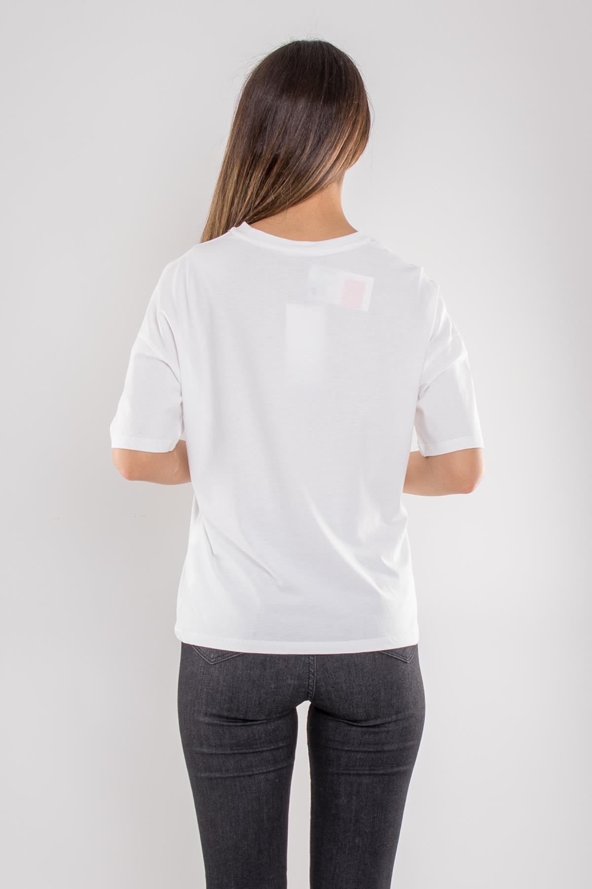 3683 Bisiklet Yaka Basic Pamuk Kadın Tshirt