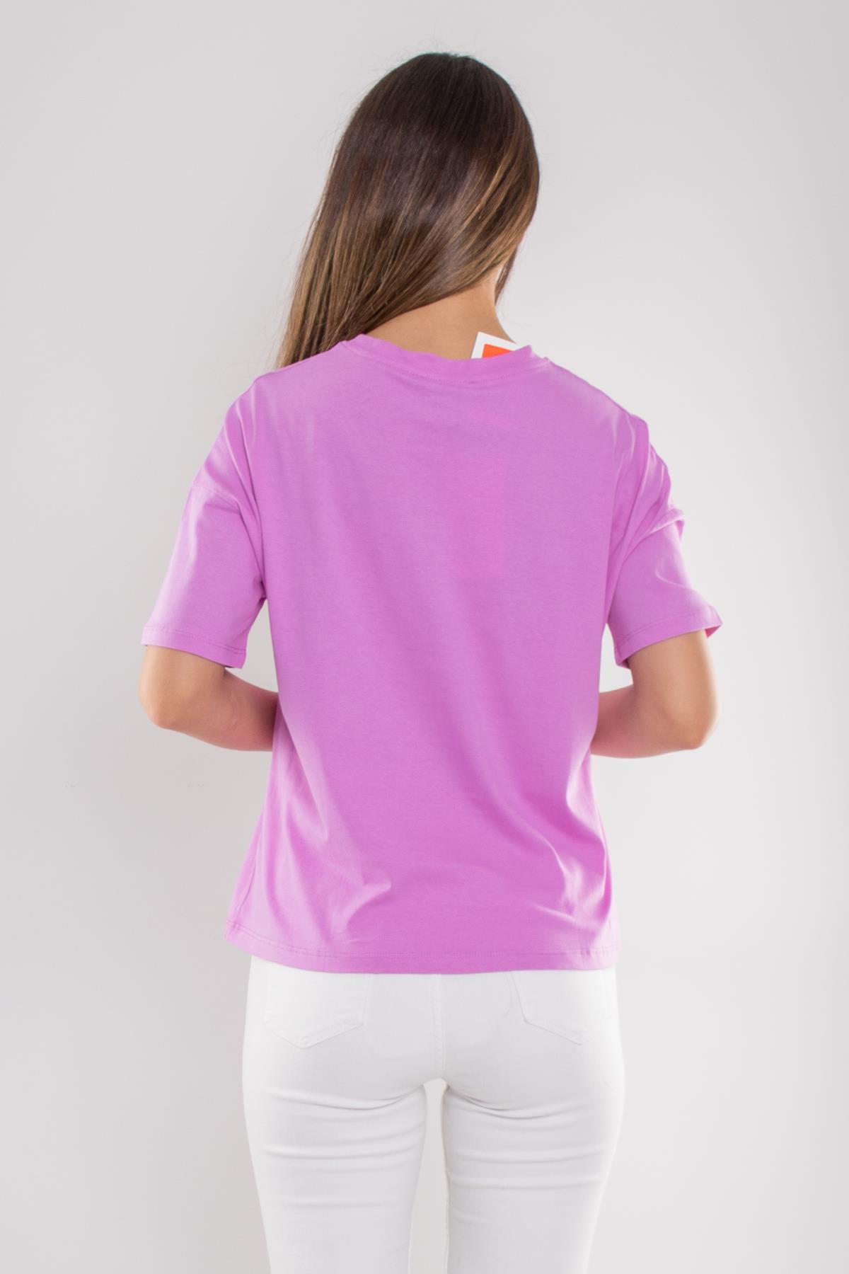 3683 Bisiklet Yaka Basic Pamuk Kadın Tshirt