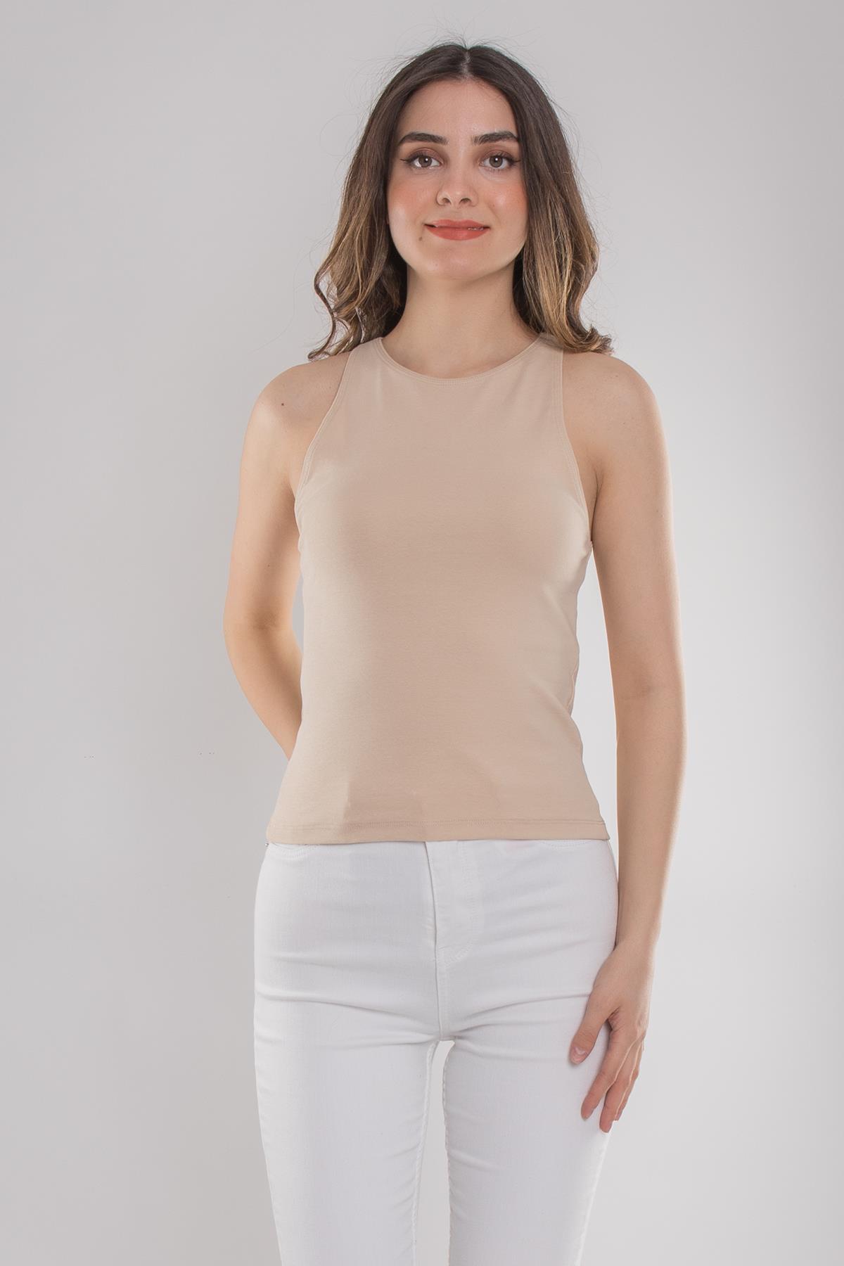 3694 Halter Yaka Pamuk Kadın Atlet Tshirt