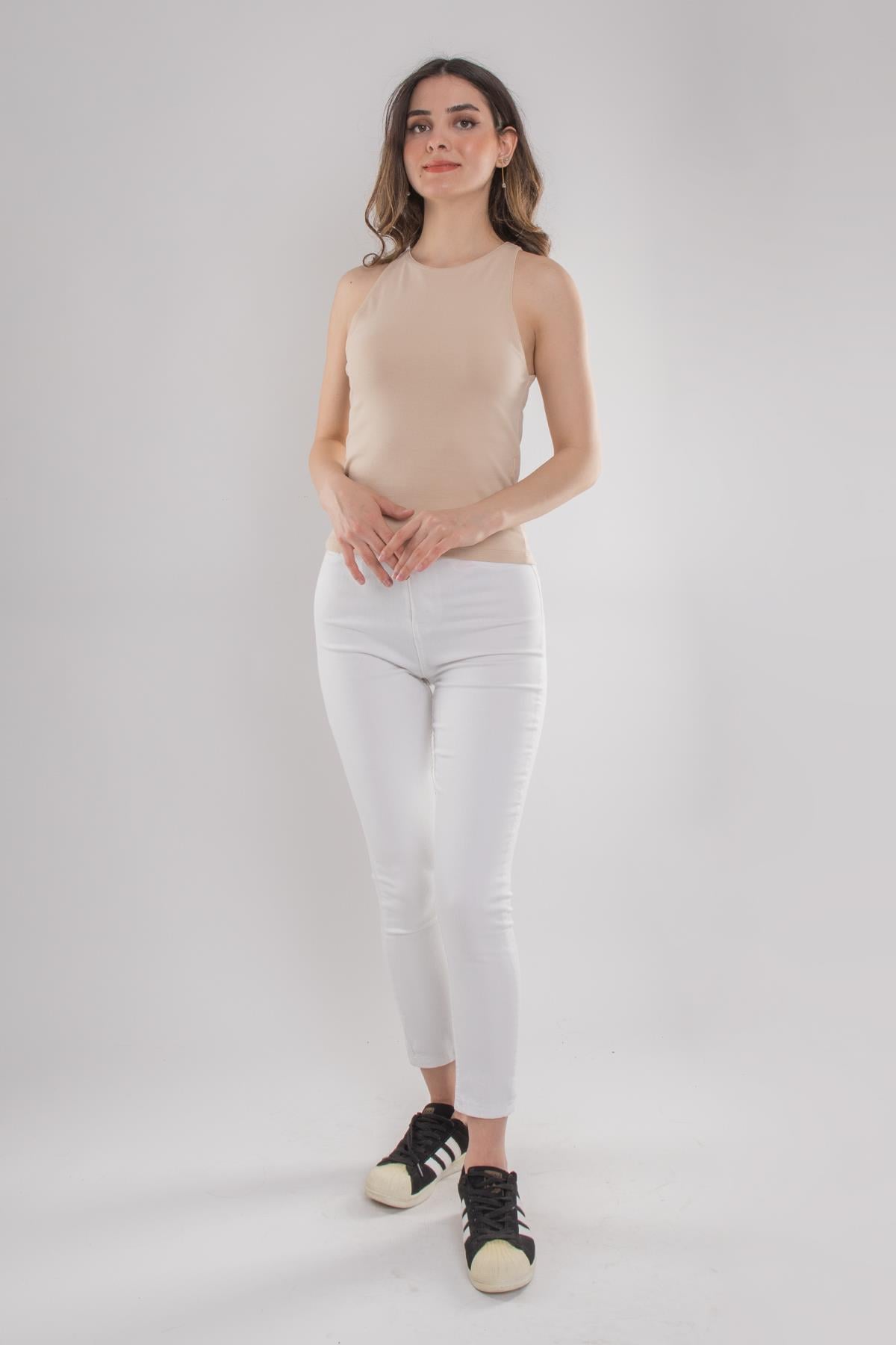3694 Halter Yaka Pamuk Kadın Atlet Tshirt