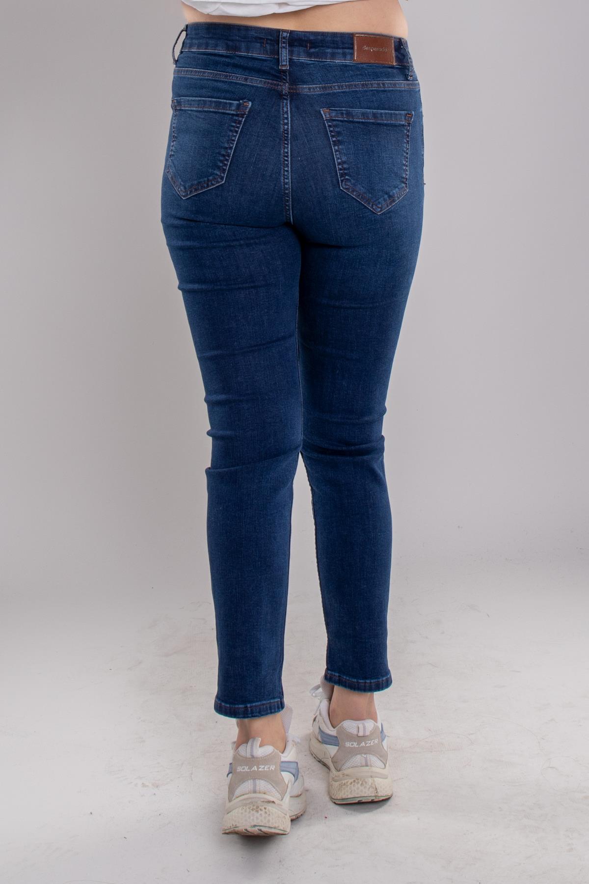 382 Büyük Beden DarPaça YüksekBel Likralı Kot Pantolon