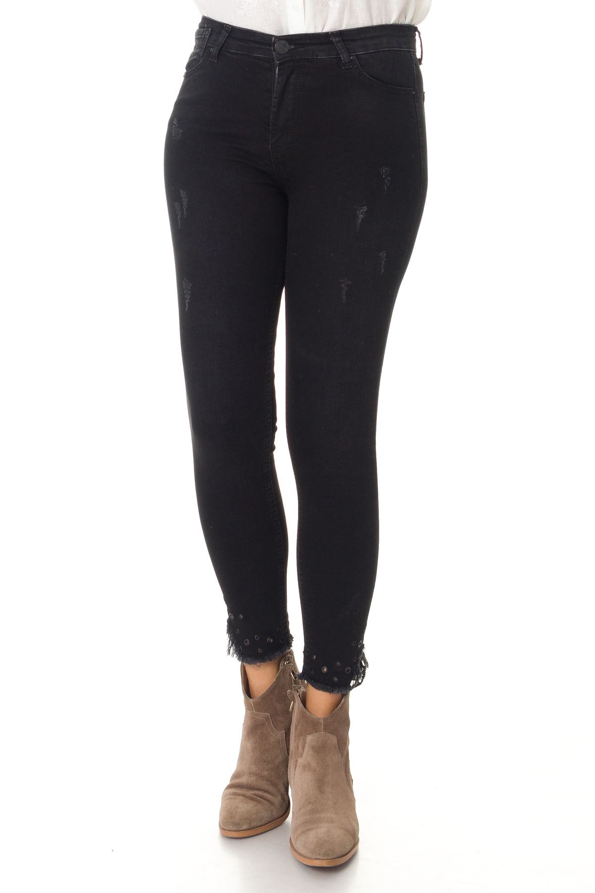 393 PAÇA KUŞGÖZLÜ DANTELLİ KOT PANTOLON