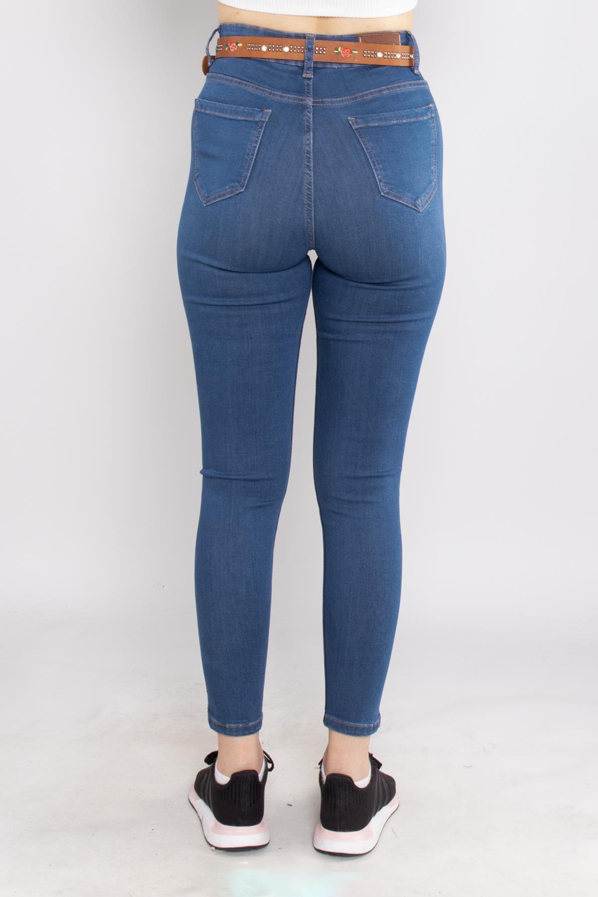 399 Narnia Yanı Serpme Taşlı Kadın Kot Pantolon