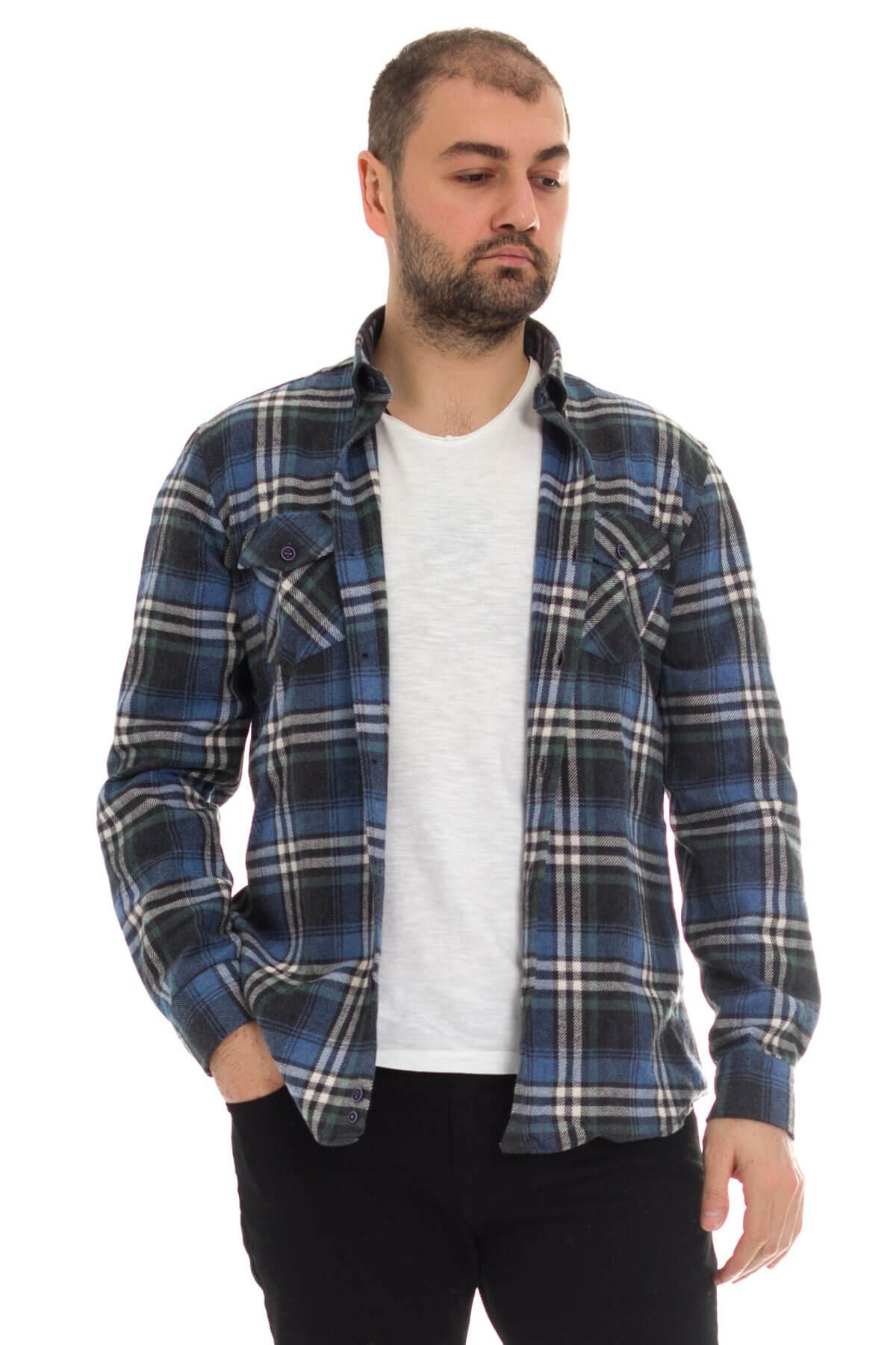 4339 Erten Oduncu Bossa Yaka Düğmeli Klasik Gömlek