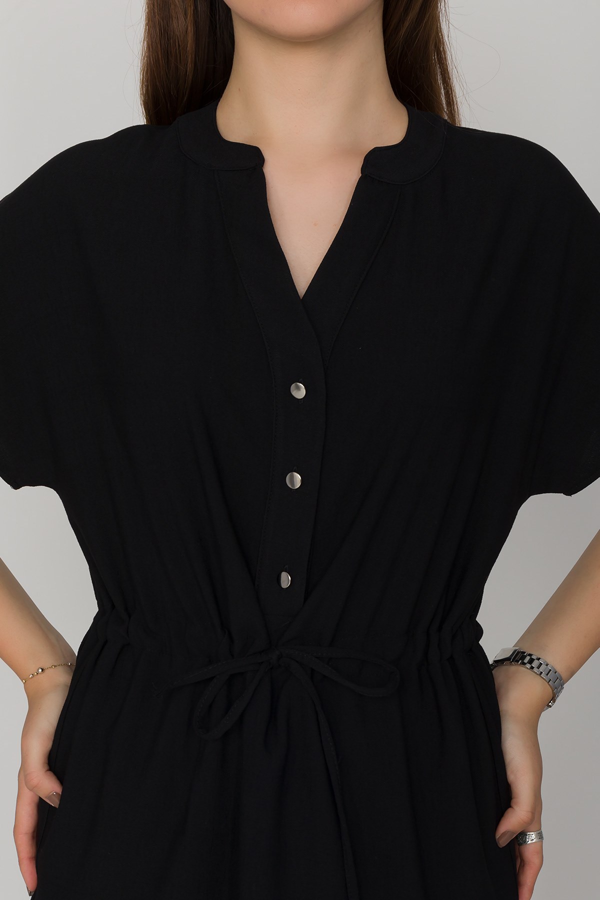 4562 Beli Büzgülü Vyaka Yırtmaçlı Viscon Bluz