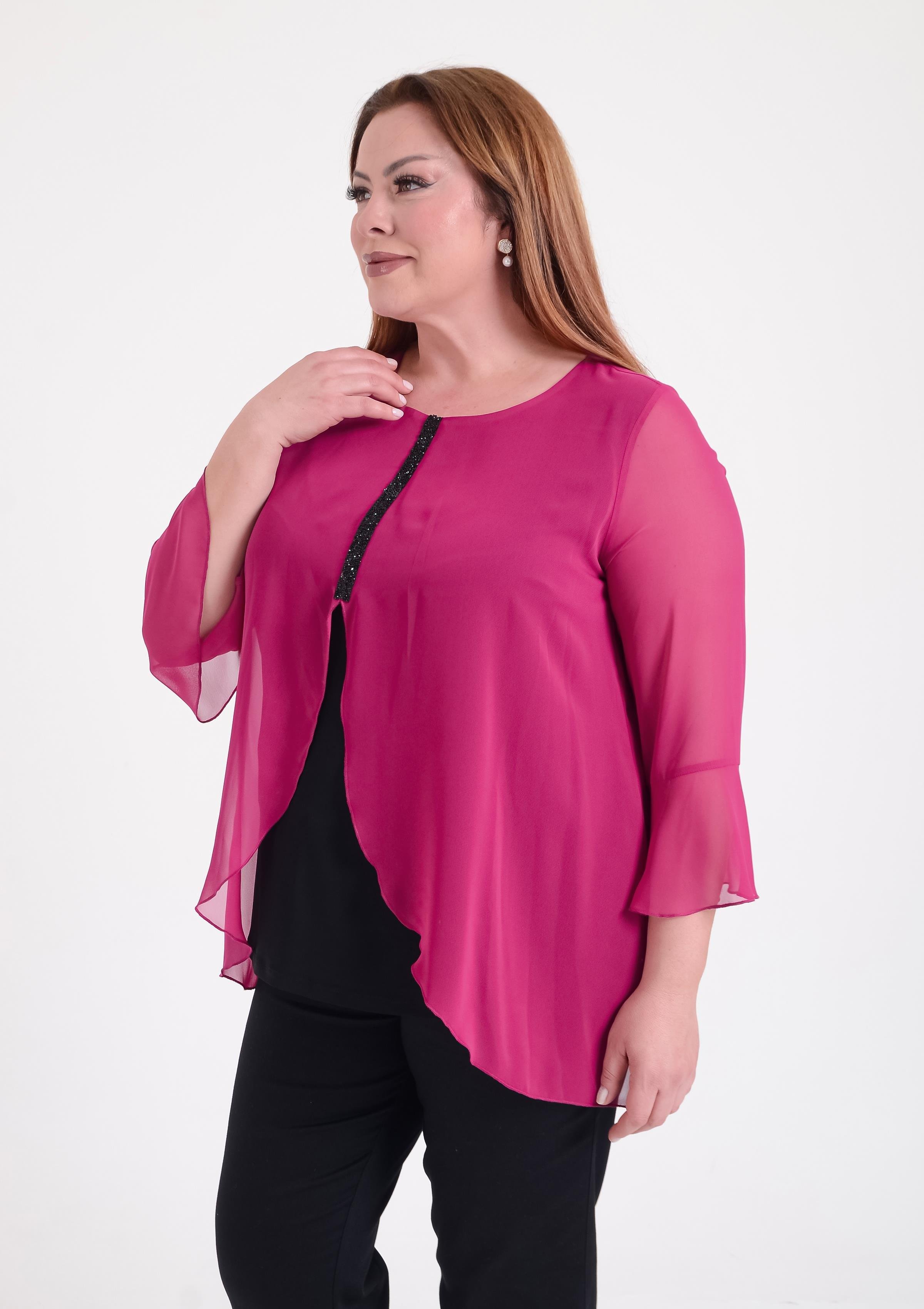 462 Astarlı Taş Detay Tül Detay Şifon Bluz