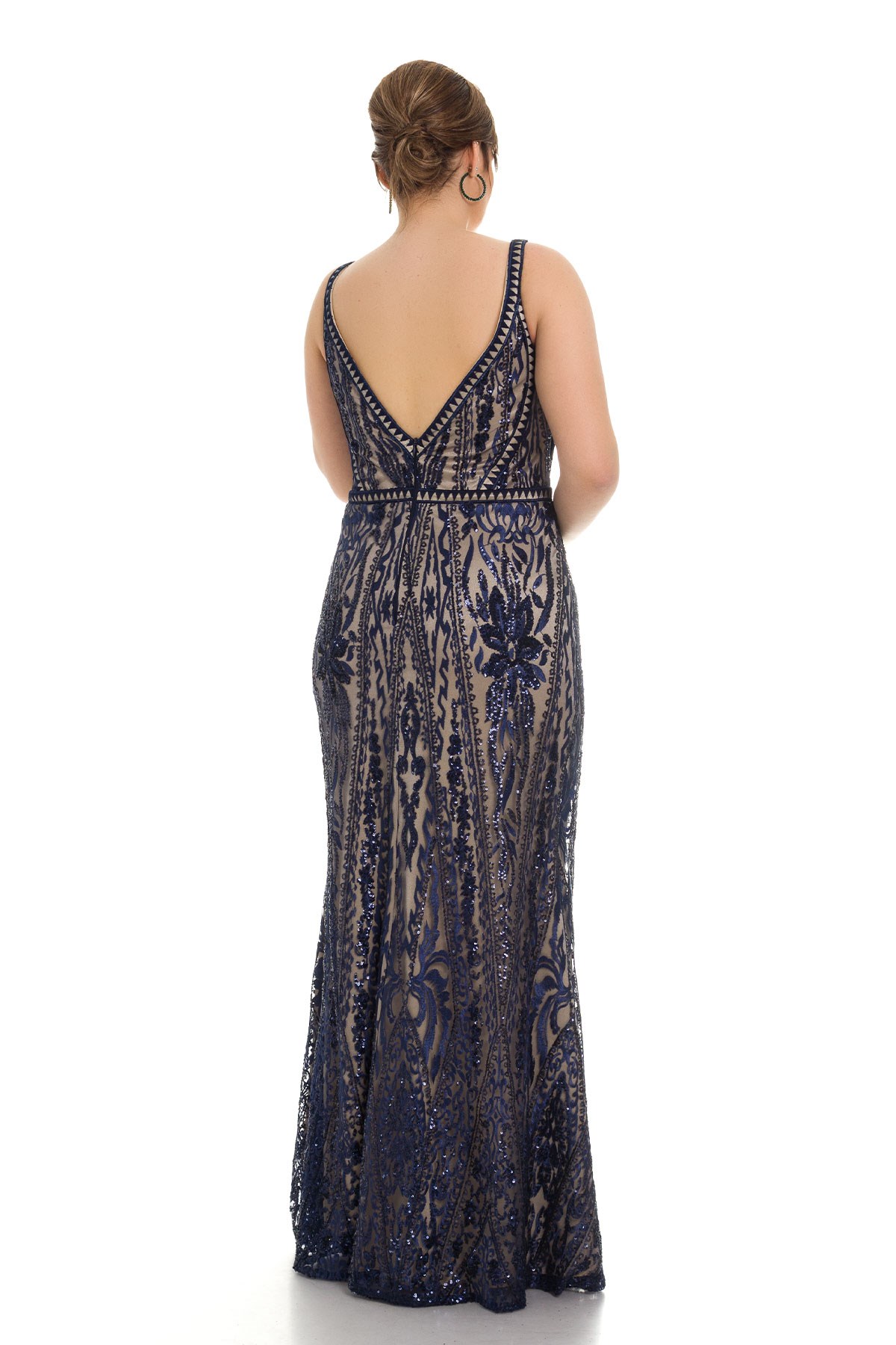 4638 YANI PENCERELİ PAYEYLİ BALIK ELBİSE