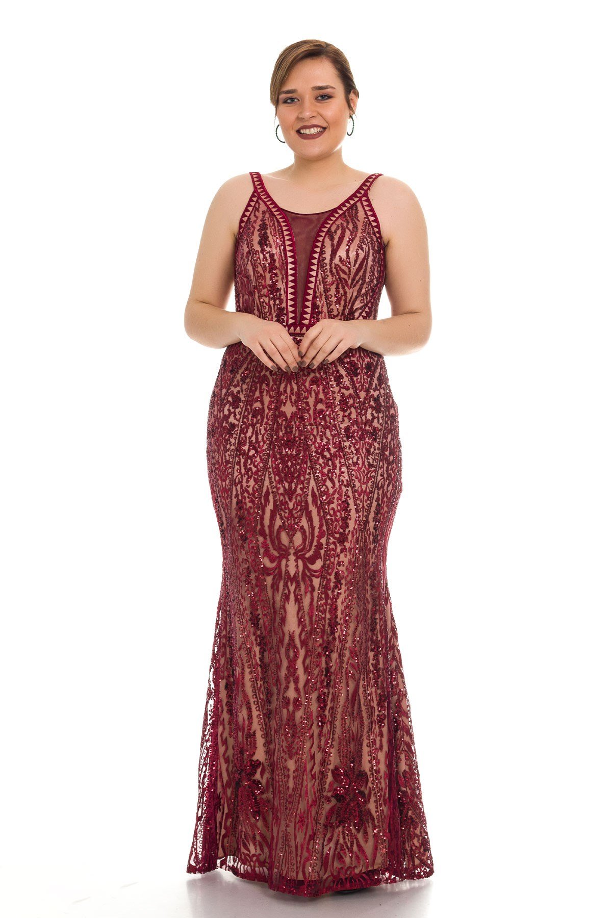 4638 YANI PENCERELİ PAYEYLİ BALIK ELBİSE