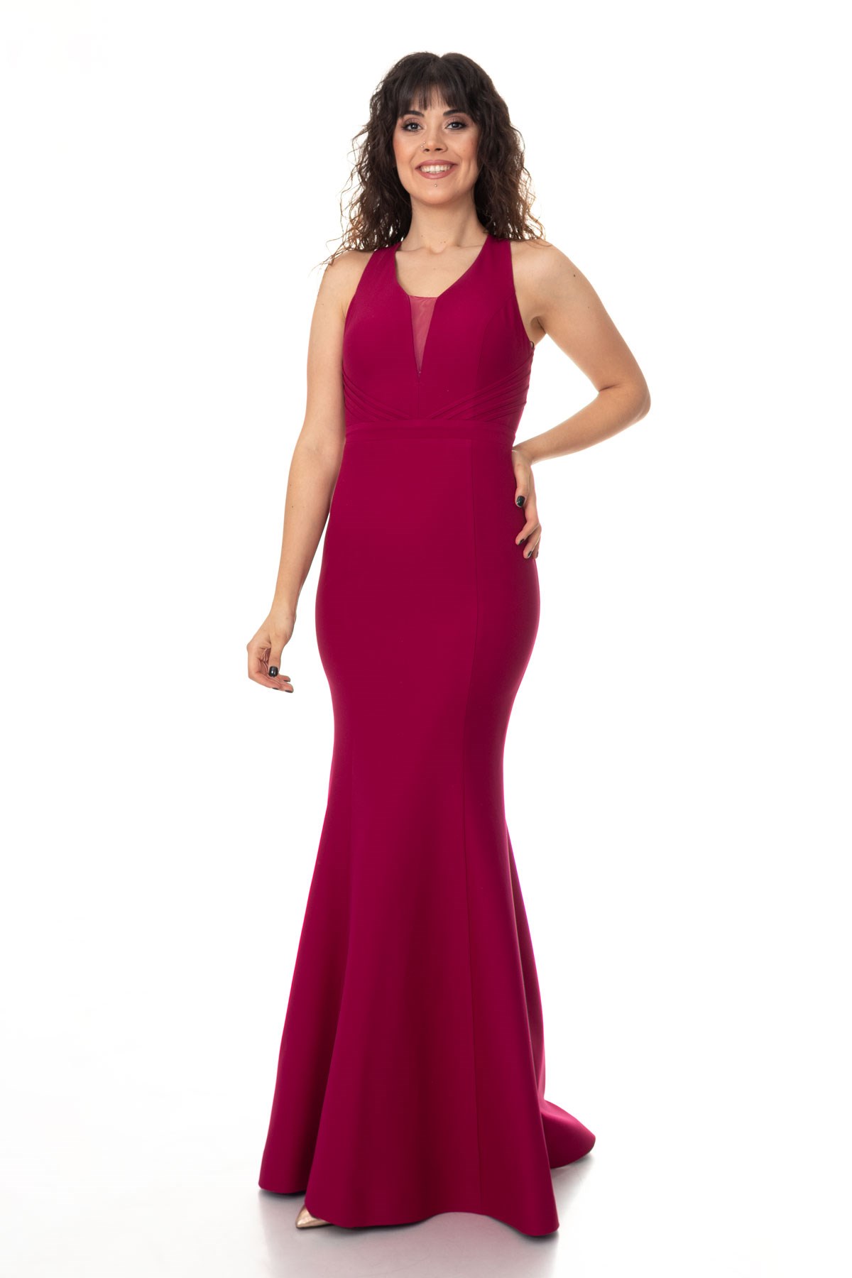 4684 KREP YAKASI ÇAPRAZ BALIK UZUN ABİYE