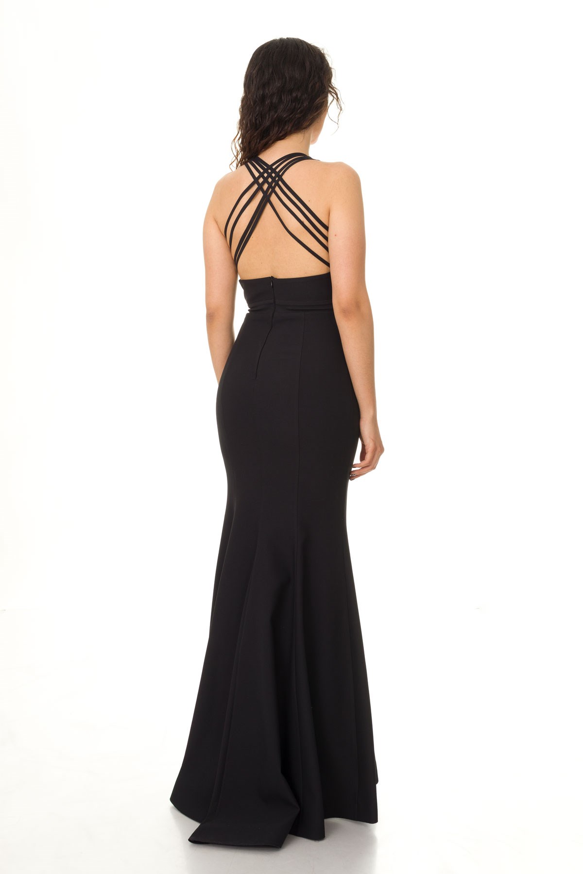 4684 KREP YAKASI ÇAPRAZ BALIK UZUN ABİYE