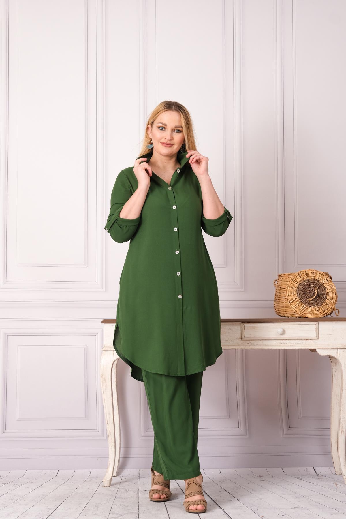 4748 Pamuk Gömlek Pantolon Otantik Tesettür İkili Takım