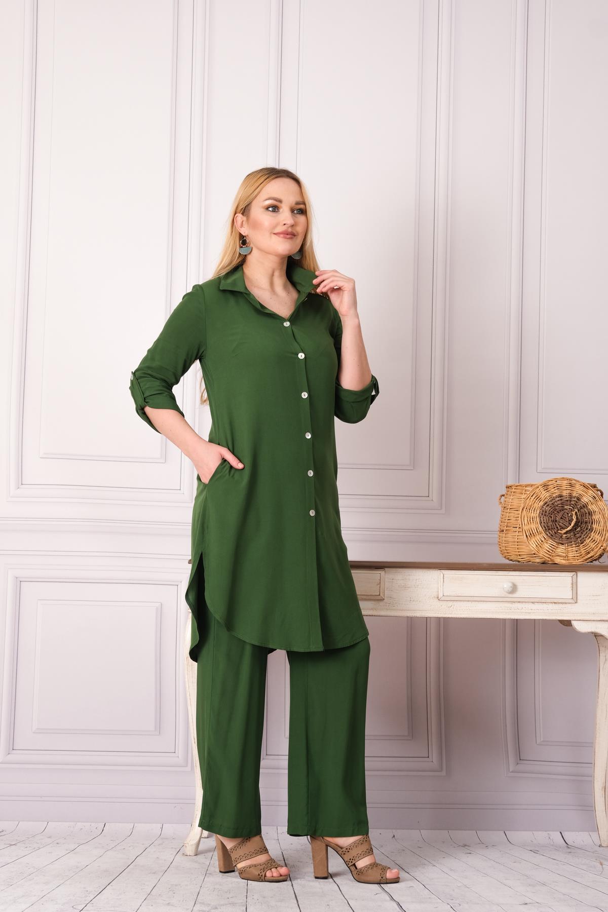 4748 Pamuk Gömlek Pantolon Otantik Tesettür İkili Takım