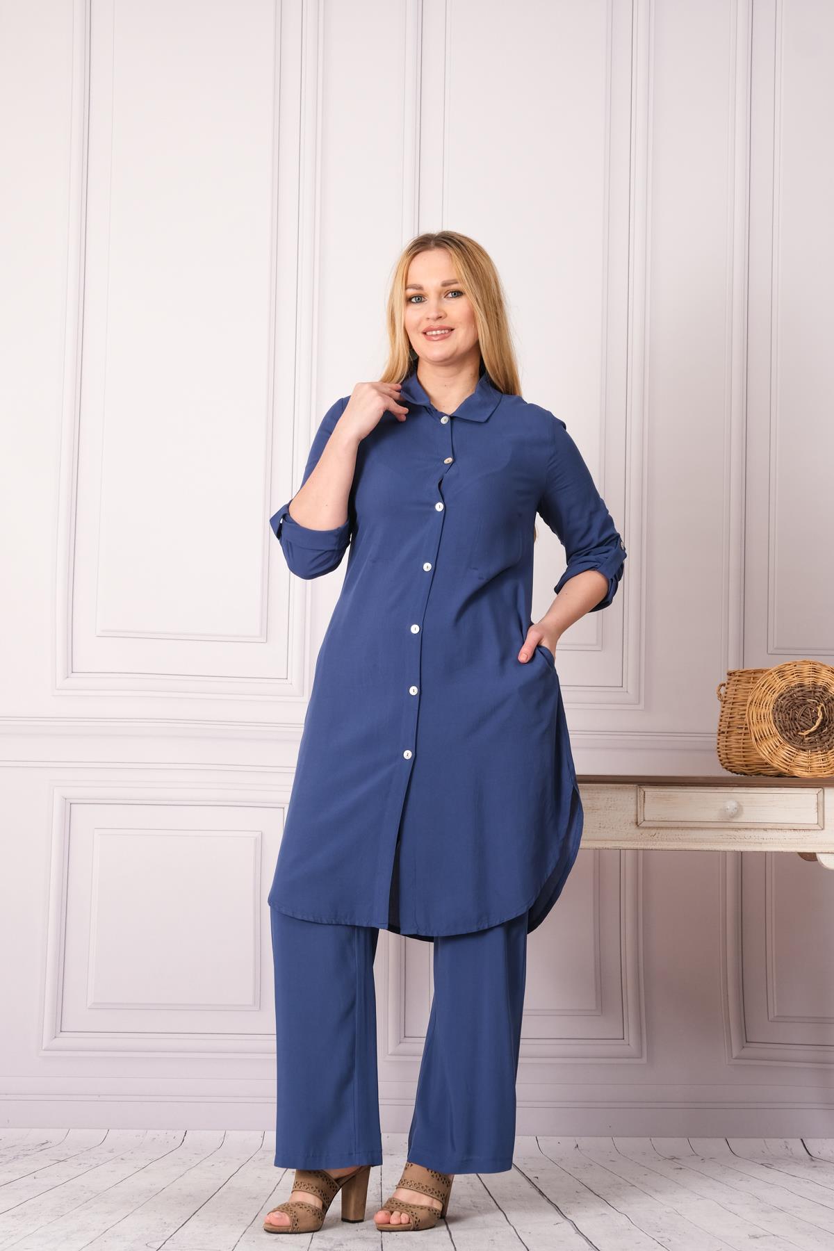 4748 Pamuk Gömlek Pantolon Otantik Tesettür İkili Takım