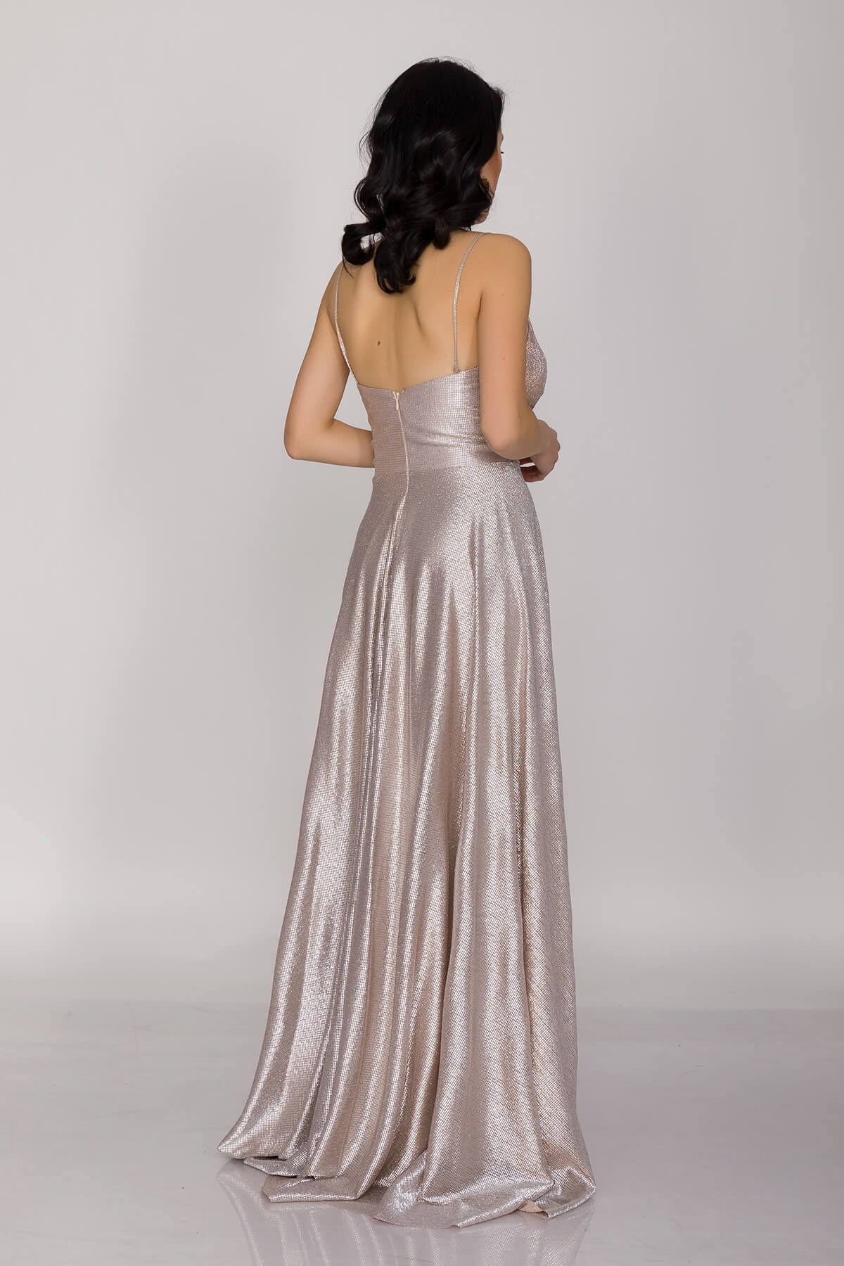 4831-1 KB Jakar İp Askılı Moonlight Yırtmaçlı Uzun Abiye Elbise