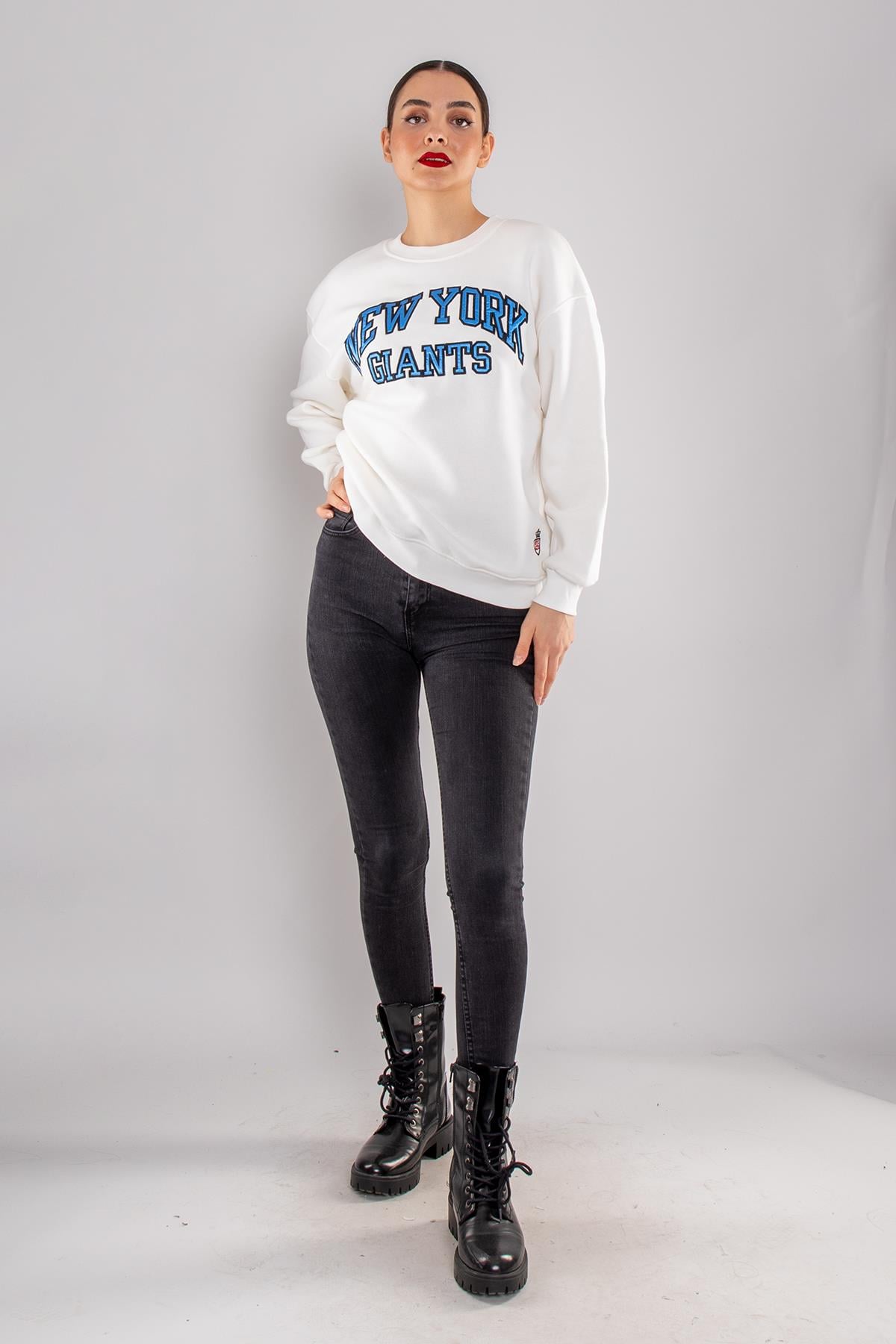 5017 NY Gants İçi Şardonlu Bisiklet Yaka Sweatshirt
