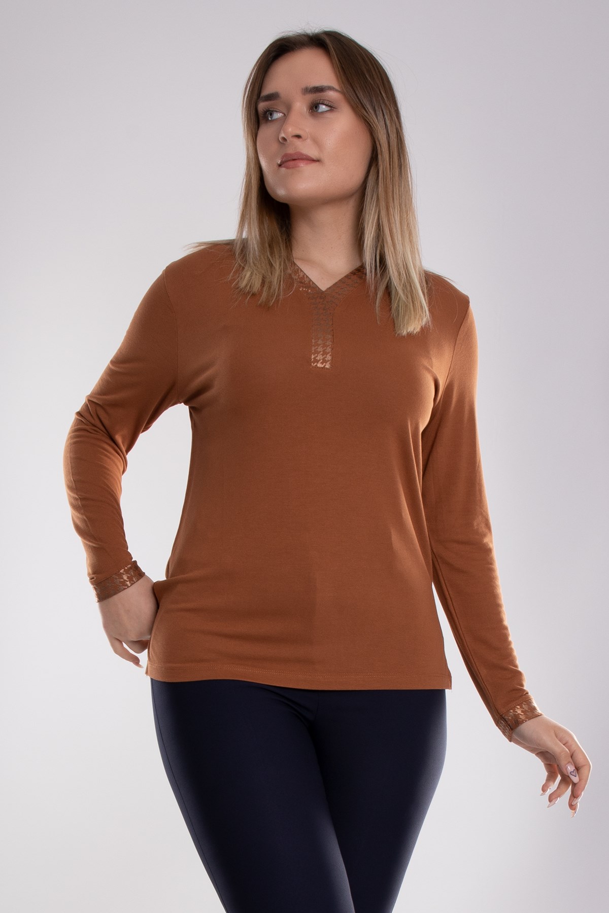 5020 Büyük Beden Vyaka Kazayağı Detay Viscon Kadın Bluz