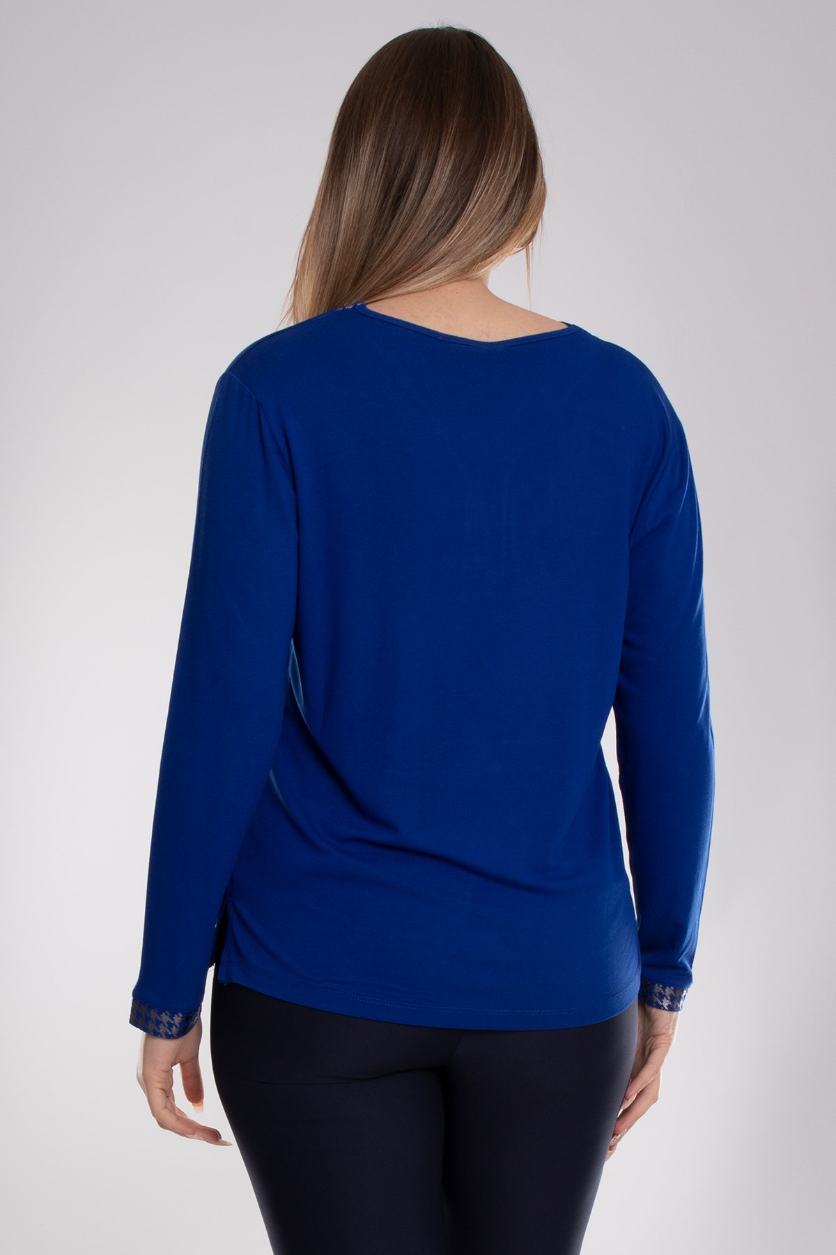 5020 Büyük Beden Vyaka Kazayağı Detay Viscon Kadın Bluz