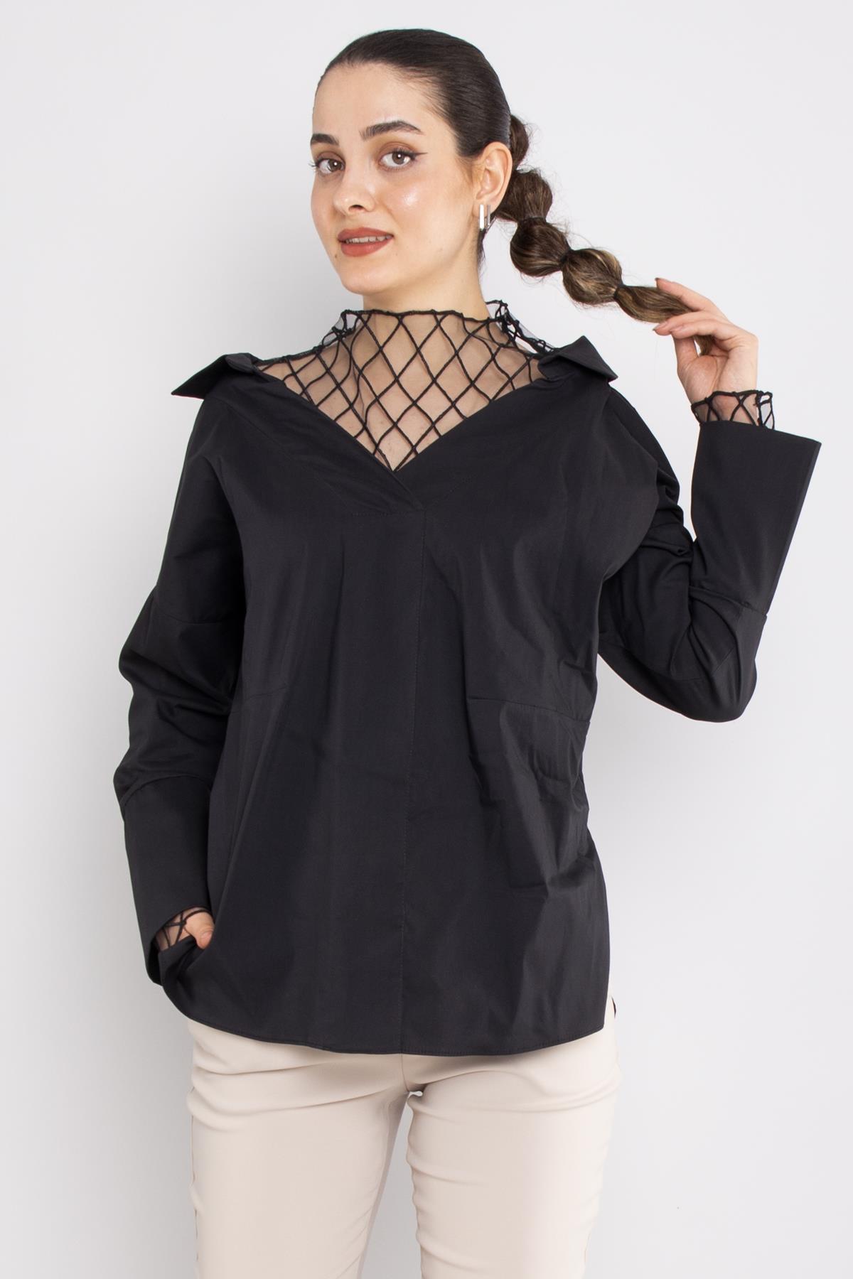 50284 File Detay Pamuklu Uzun Kol Gömlek