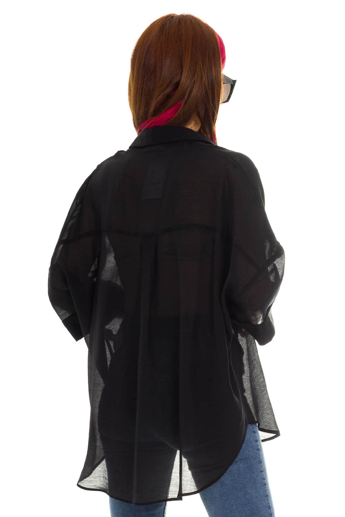 50466 Tencel Kumaş Düşük Kol Gömlek