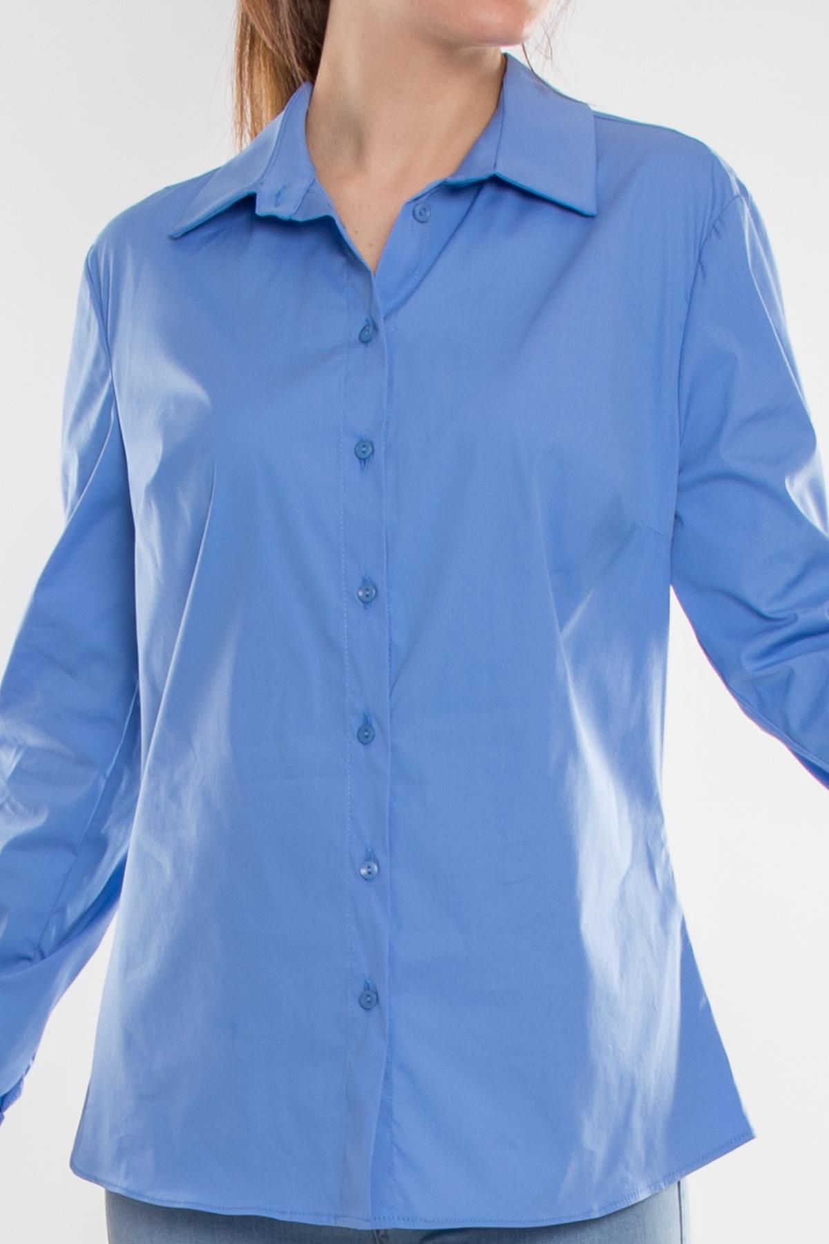 50661 Pamuklu Düz Kadın Gömlek