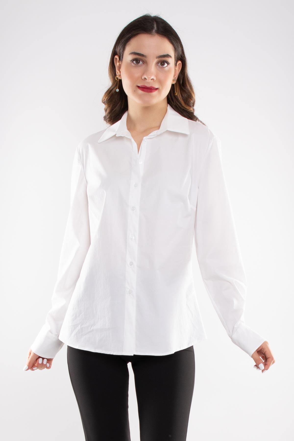 50661 Pamuklu Düz Kadın Gömlek