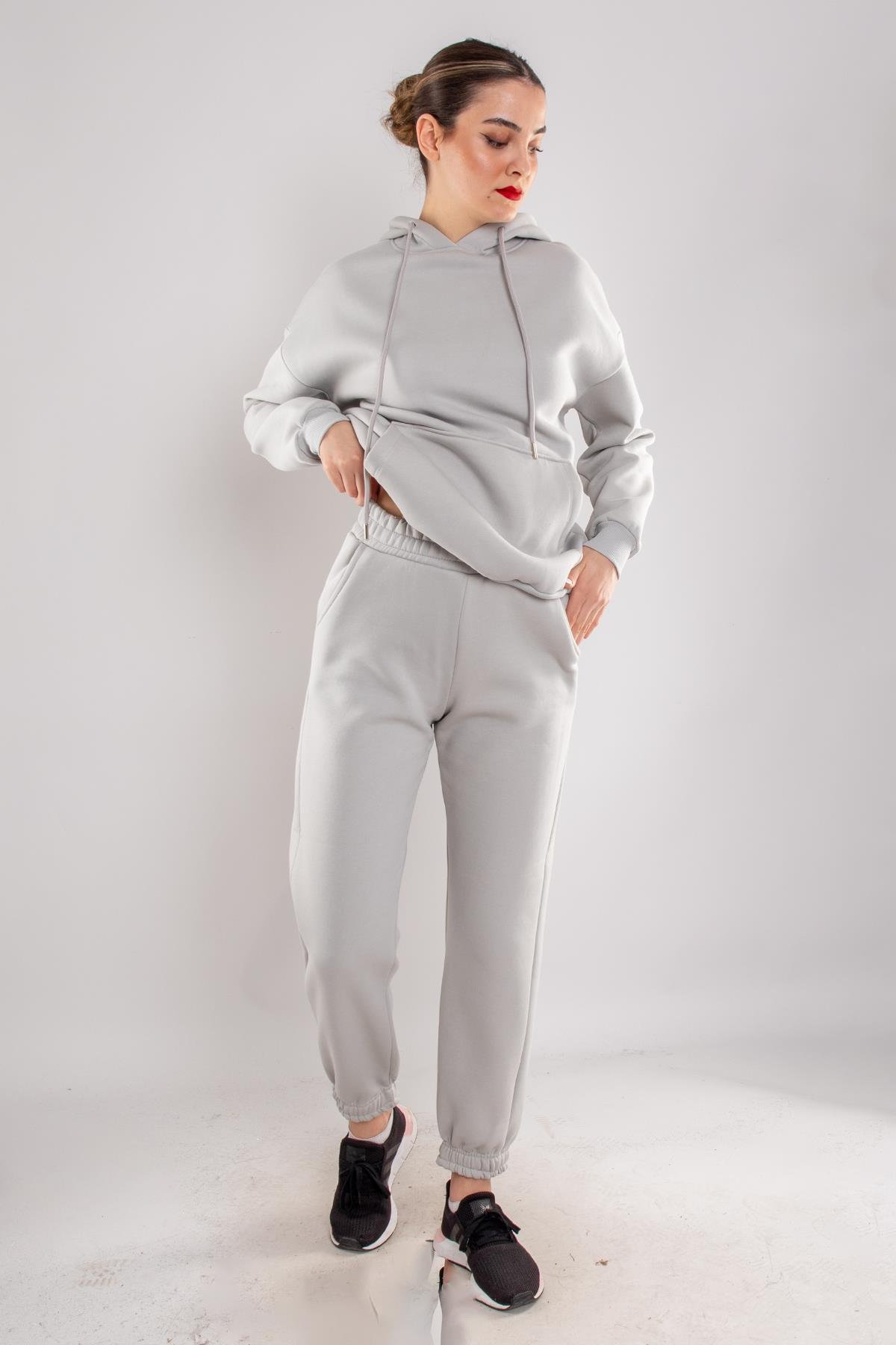 5100 Kapüşonlu Kanguru Cep İçi Şardonlu Eşofman Takımı