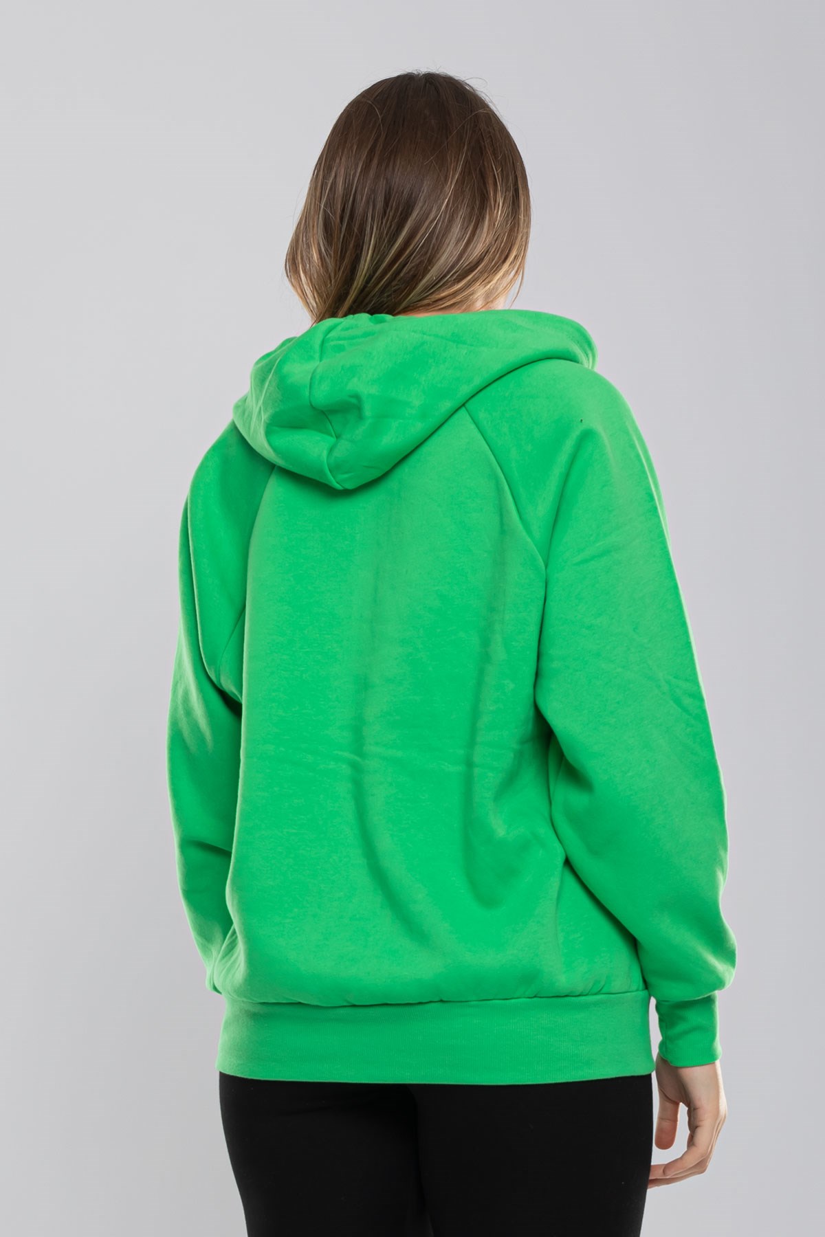 5166 Kapşonlu Yaka Çıtçıtlı İçi Şardonlu Sweat