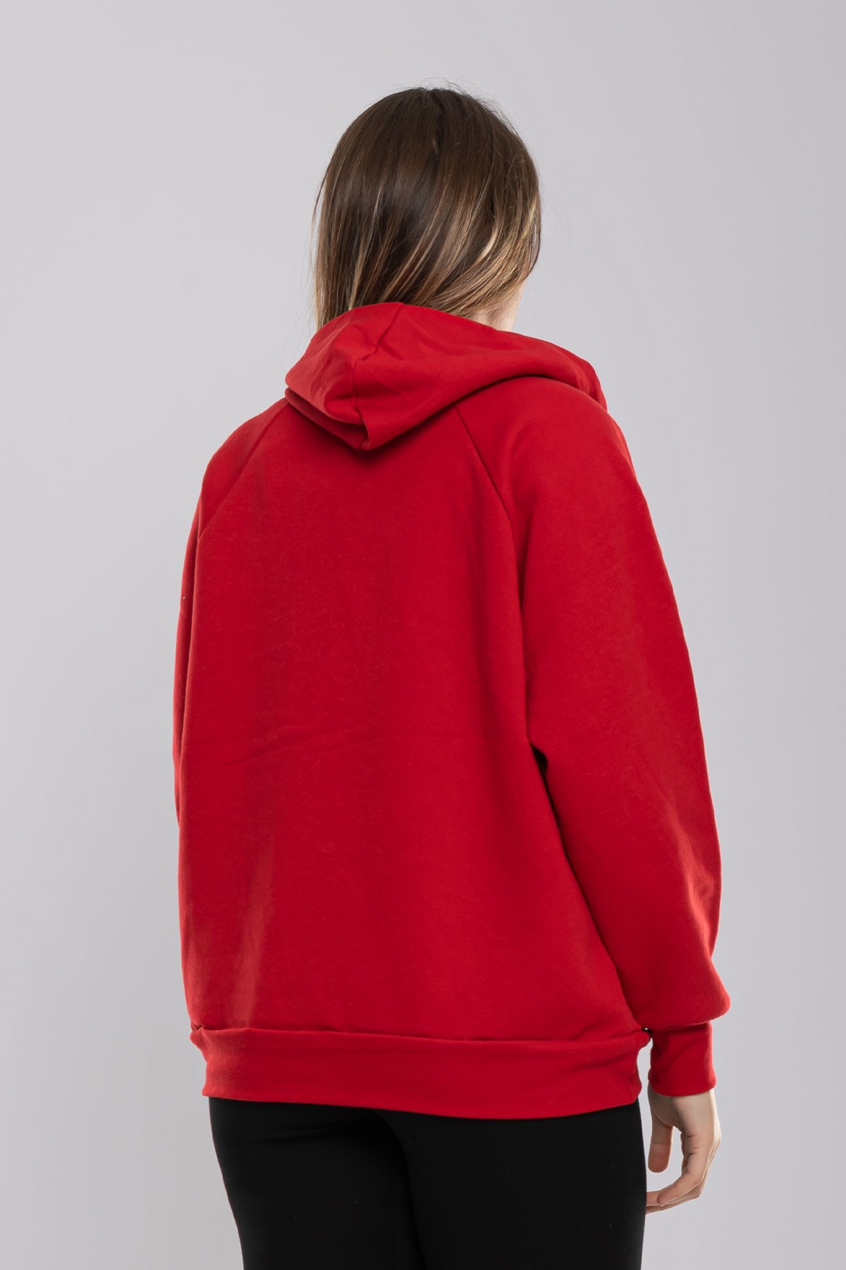 5166 Kapşonlu Yaka Çıtçıtlı İçi Şardonlu Sweat