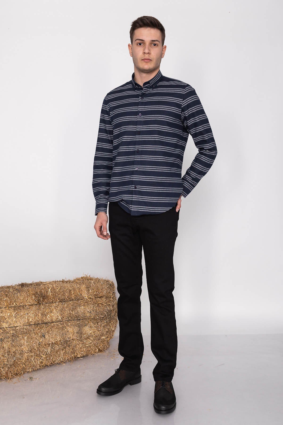 5925 SF VİP MASSİMO YALDIZ ŞERİTLİ DESENLİ GÖMLEK