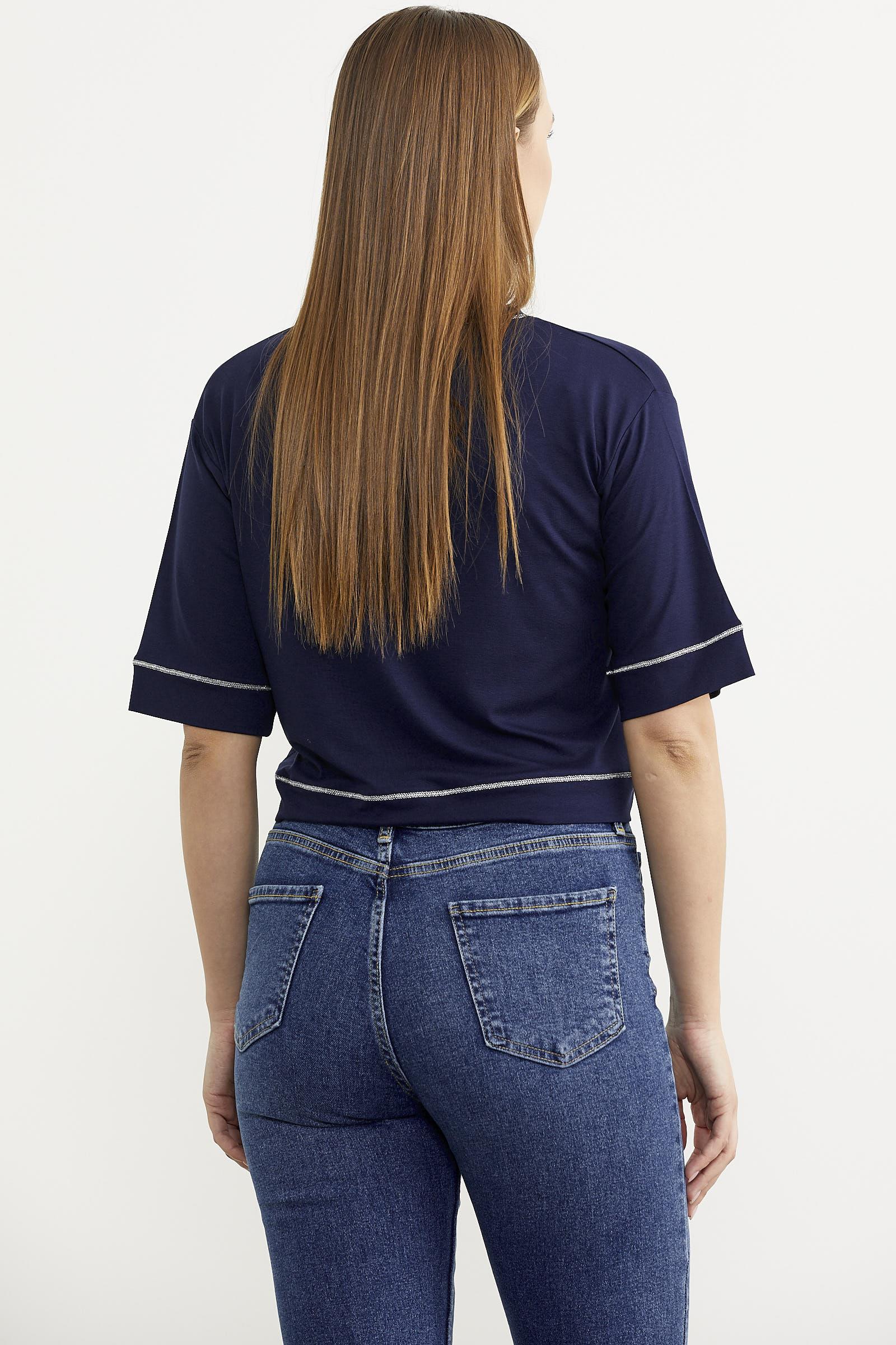 60000 Sim Detaylı Oversizı Crop Tshirt